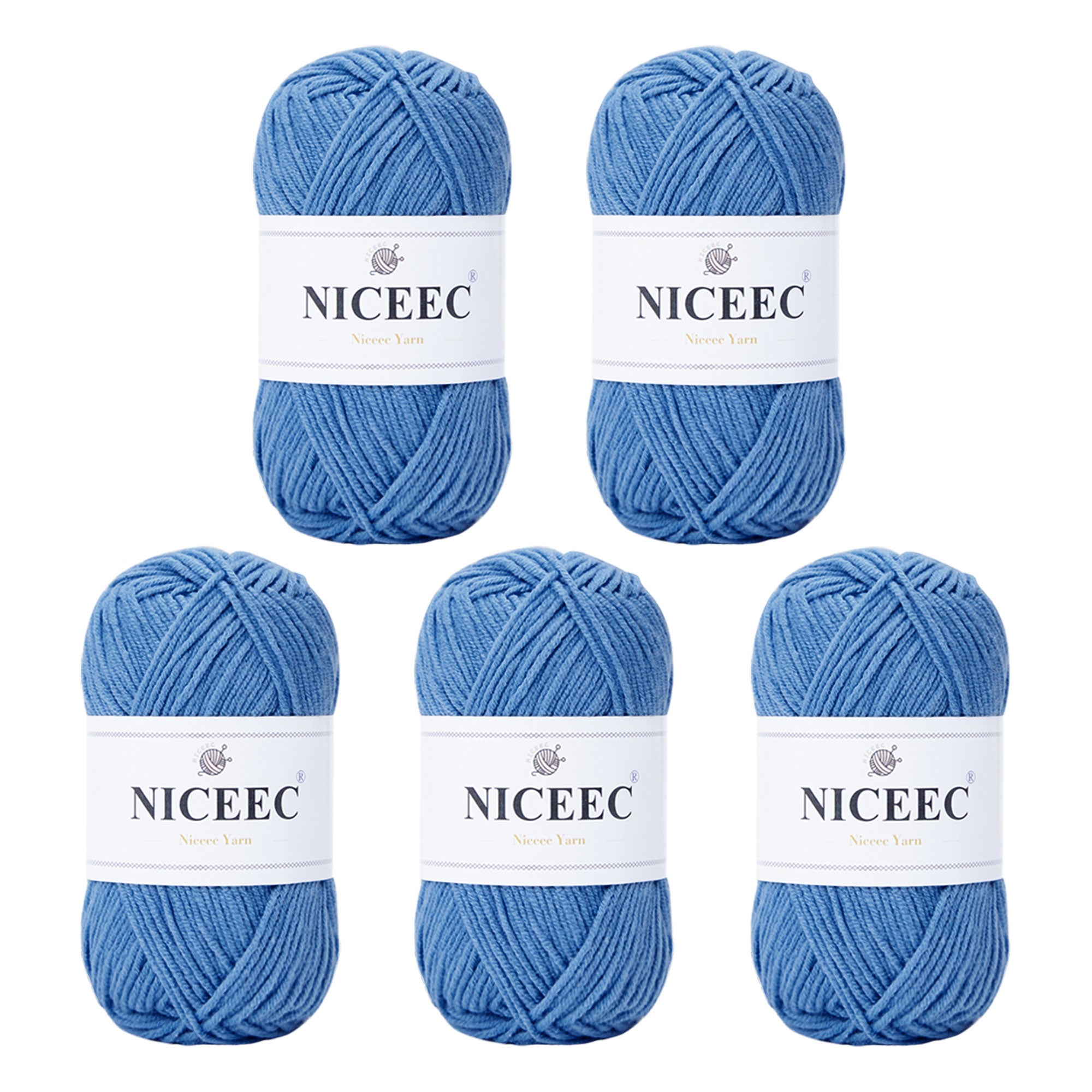 NICEEC 5 Skeins Cotton Blend Yarn Soft Yarn for Crocheting Baby Blanket Yarn for Knitting Easy Use 4 Ply Yarn Multicolored Yarn for DIY Craft