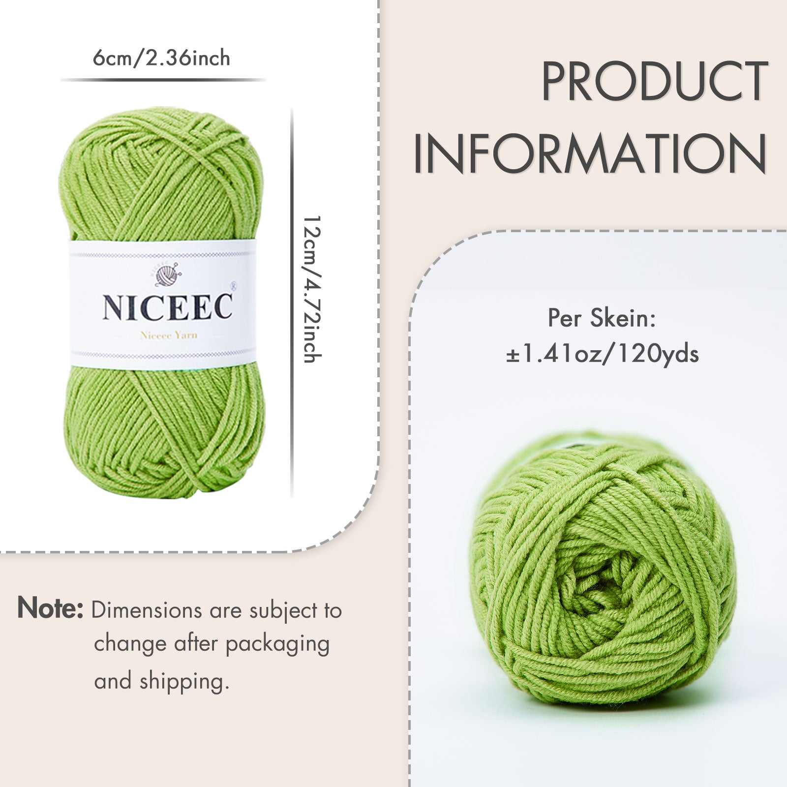 NICEEC 5 Skeins Cotton Blend Yarn Soft Yarn for Crocheting Baby Blanket Yarn for Knitting Easy Use 4 Ply Yarn Multicolored Yarn for DIY Craft