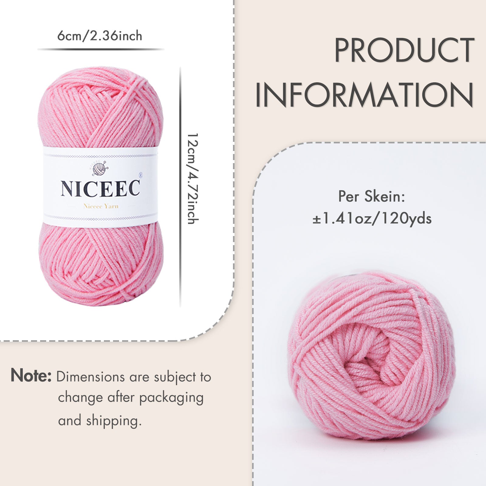 NICEEC 12 Skeins Assorted Colors Yarn Soft Cotton Blend Yarn for Crocehting Colorful Baby Blanket Yarn for Knitting Easy Use 4 Ply Yarn Multicoloed Yarn for DIY Craft