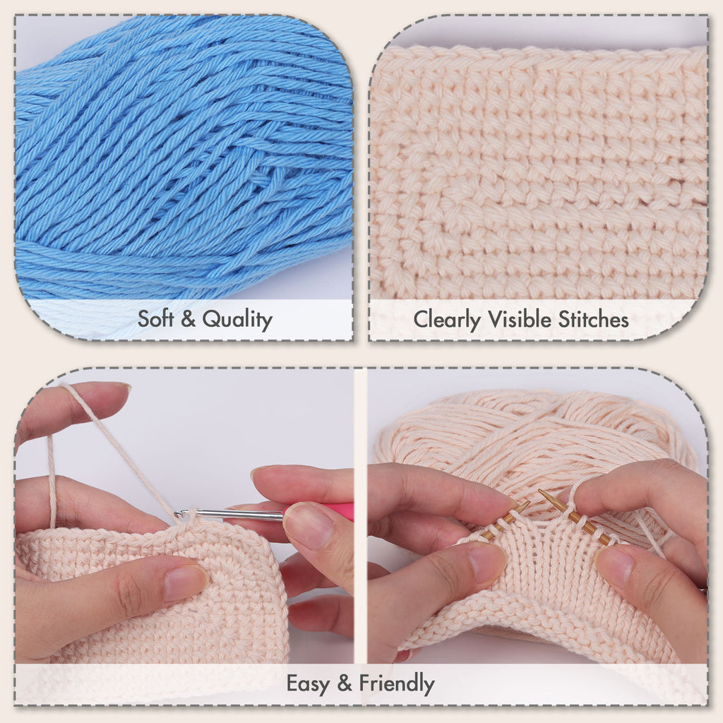 NICEEC Soft Baby Cotton Yarn, DK Weight, DIY Craft Blanket Yarn for Crochet & Knitting