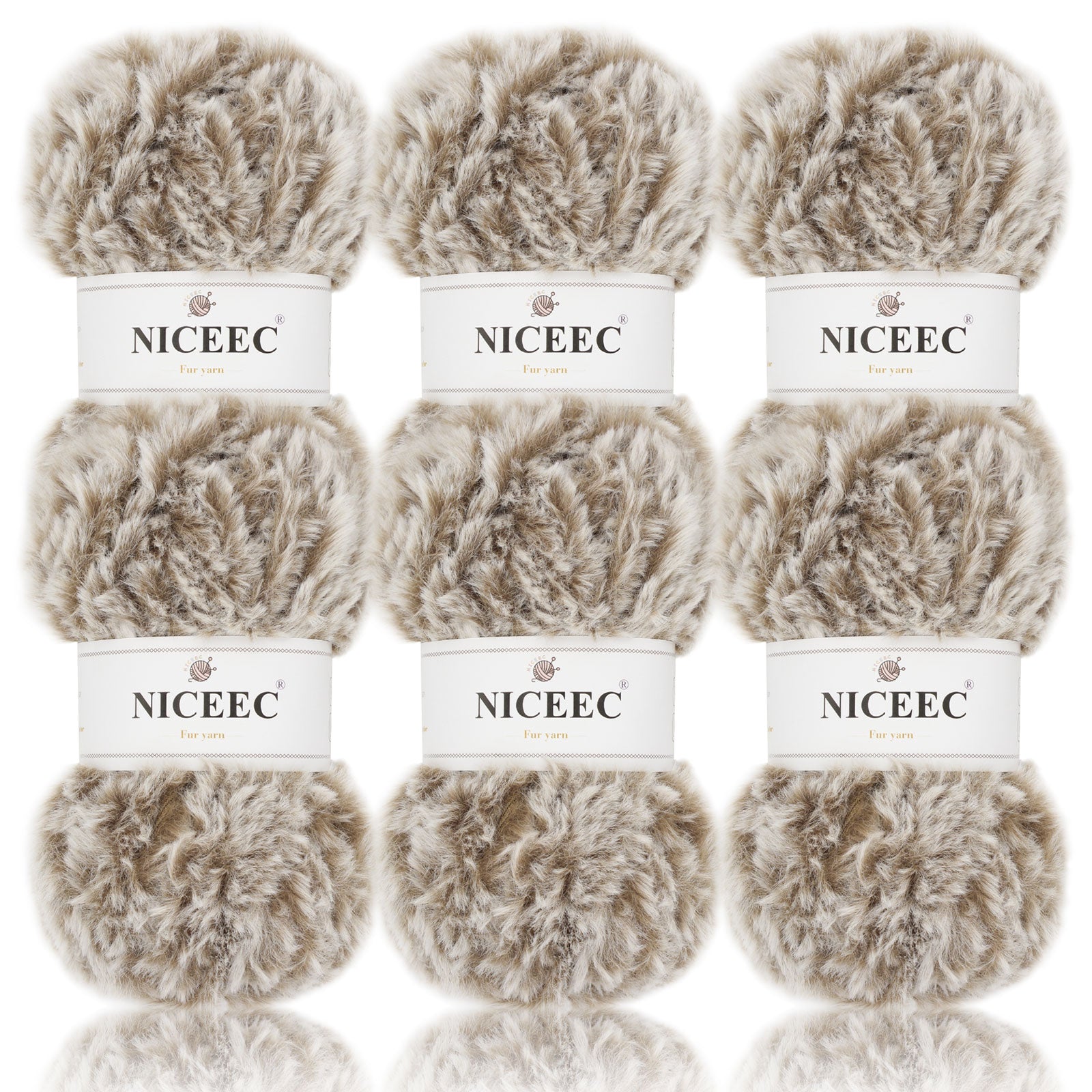 NICEEC 2 Skeins Super Soft Fur Yarn Chunky Fluffy Faux Fur Yarn Eyelash Yarn for Crochet Knit -Total Length 2×32m(2×35yds,50g×2)