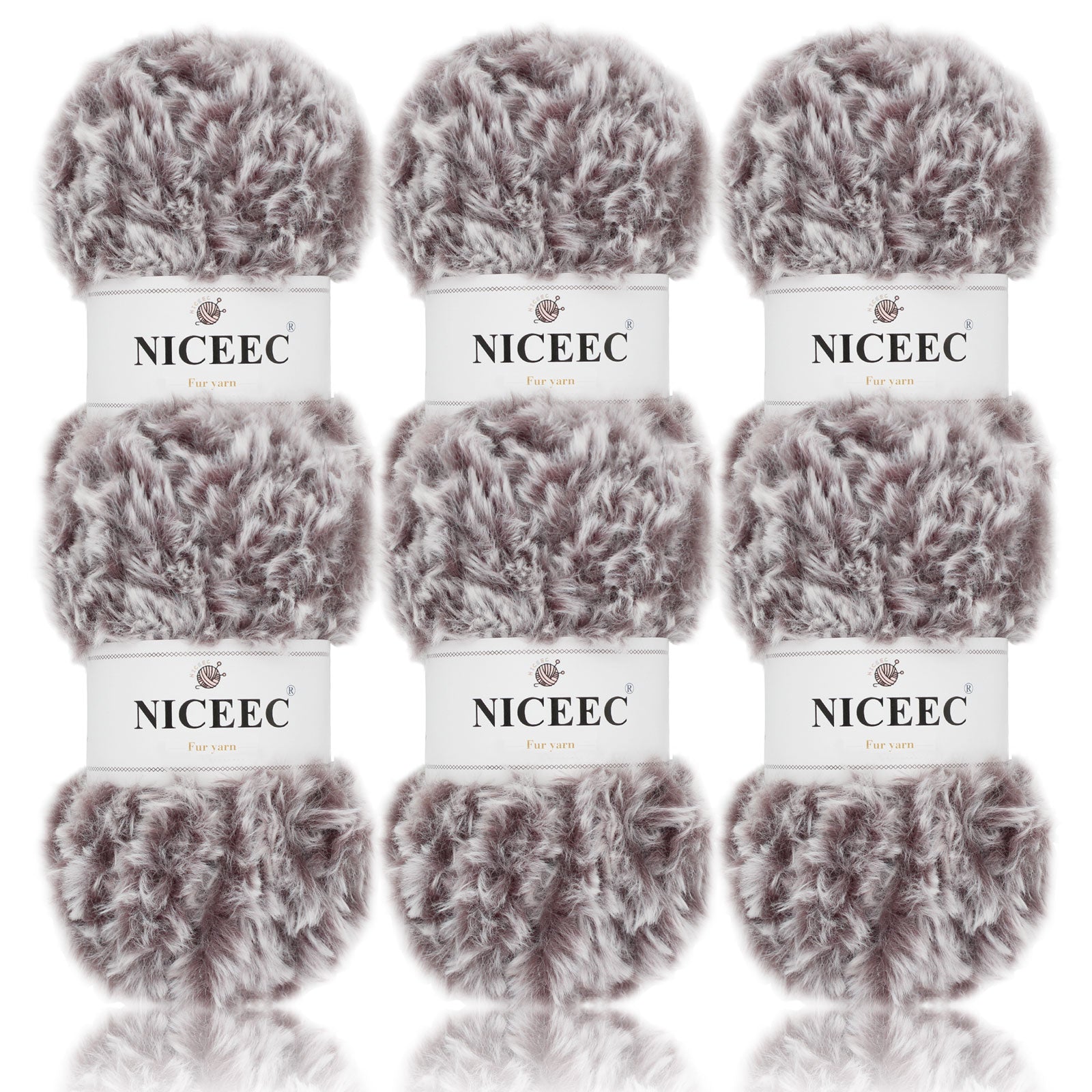 NICEEC 2 Skeins Super Soft Fur Yarn Chunky Fluffy Faux Fur Yarn Eyelash Yarn for Crochet Knit -Total Length 2×32m(2×35yds,50g×2)