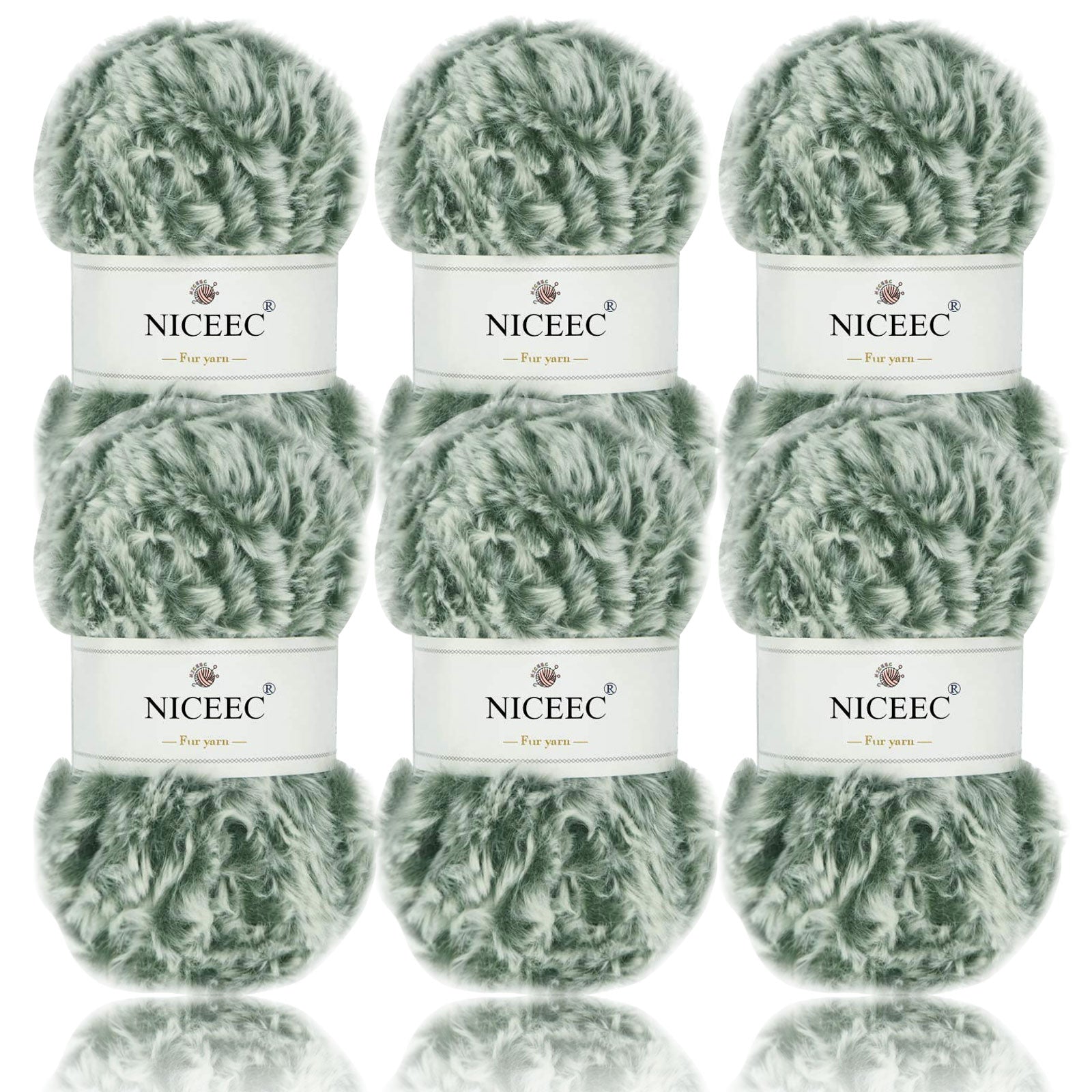 NICEEC 2 Skeins Super Soft Fur Yarn Chunky Fluffy Faux Fur Yarn Eyelash Yarn for Crochet Knit -Total Length 2×32m(2×35yds,50g×2)
