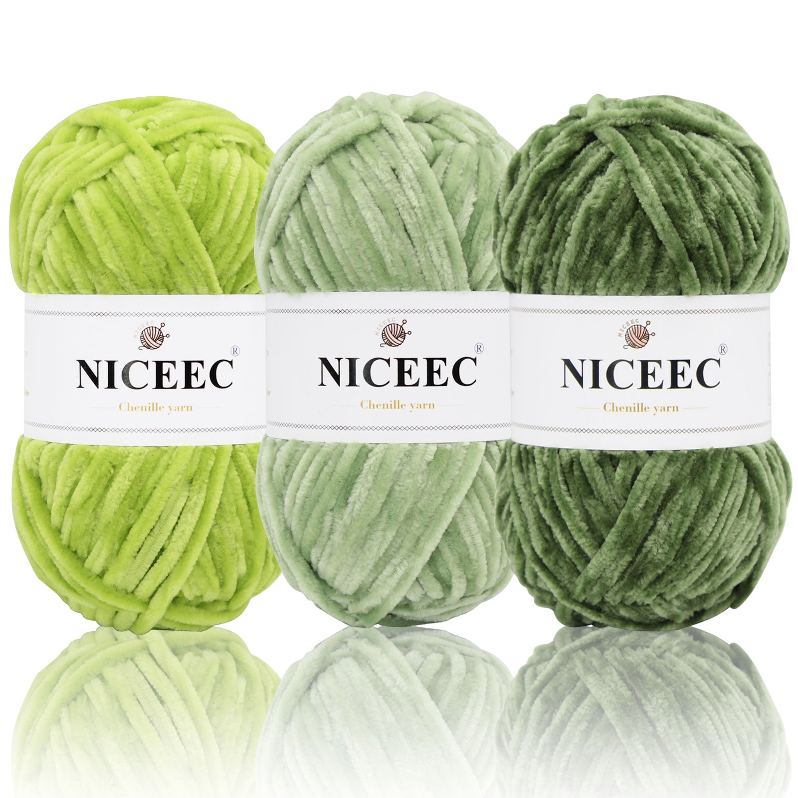 NICEEC 3 Skeins Soft Chenille Yarn Blanket Yarn for Knitting Fancy Yarn for Crochet Weaving DIY Craft