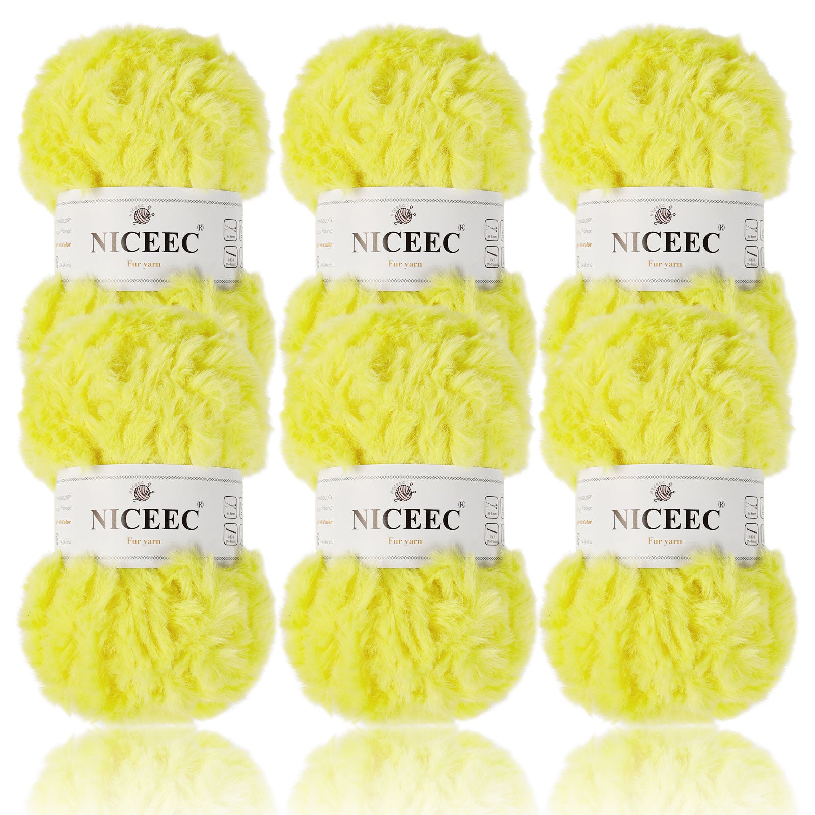 NICEEC 2 Skeins Super Soft Fur Yarn Chunky Fluffy Faux Fur Yarn Eyelash Yarn for Crochet Knit -Total Length 2×32m(2×35yds,50g×2)