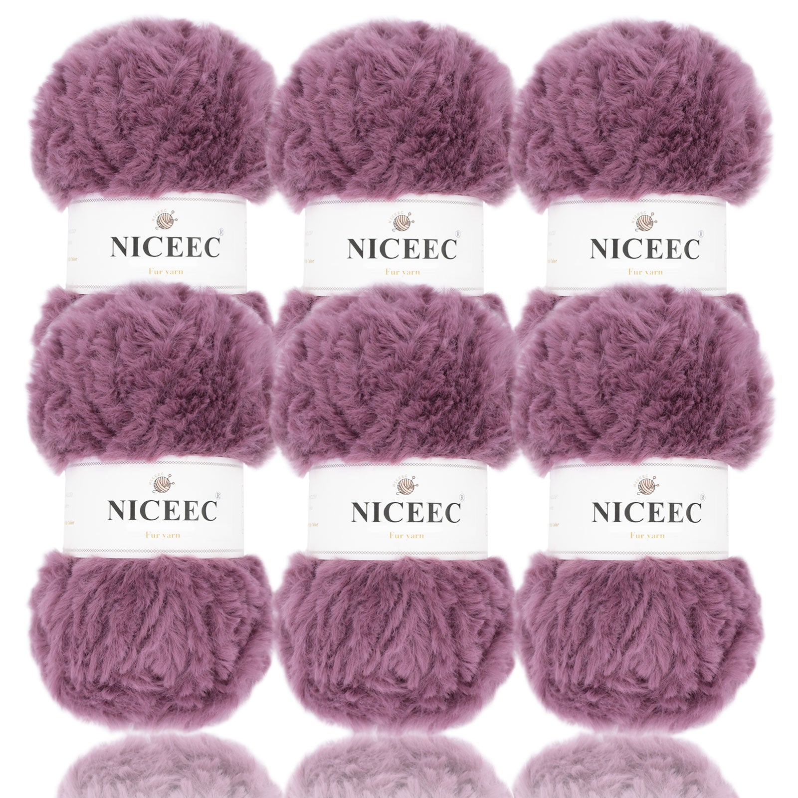 NICEEC 2 Skeins Super Soft Fur Yarn Chunky Fluffy Faux Fur Yarn Eyelash Yarn for Crochet Knit -Total Length 2×32m(2×35yds,50g×2)