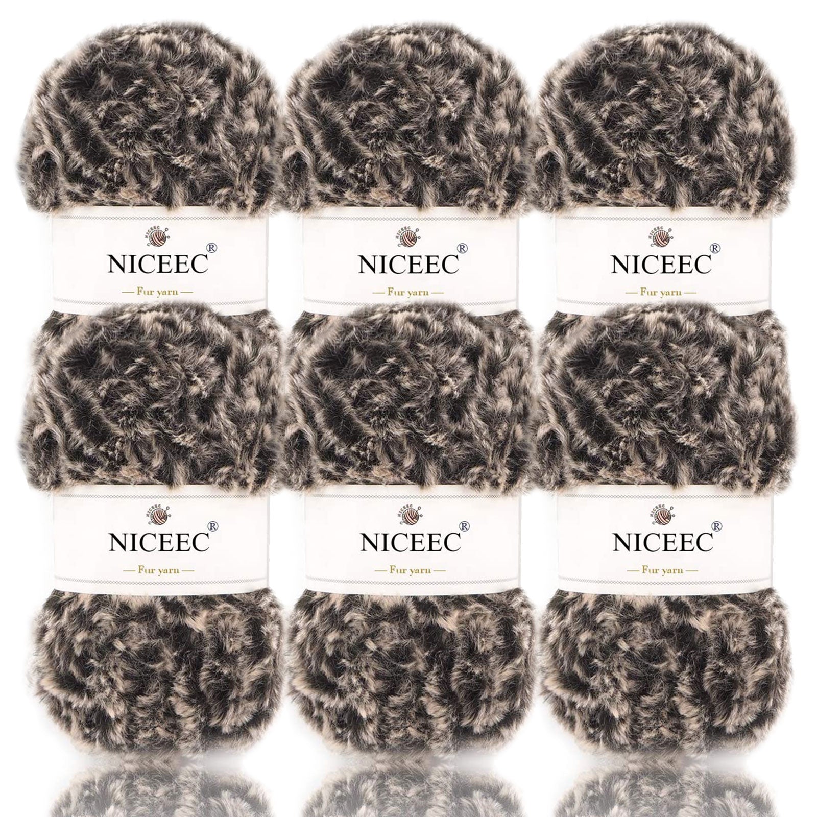 NICEEC 2 Skeins Super Soft Fur Yarn Chunky Fluffy Faux Fur Yarn Eyelash Yarn for Crochet Knit -Total Length 2×32m(2×35yds,50g×2)
