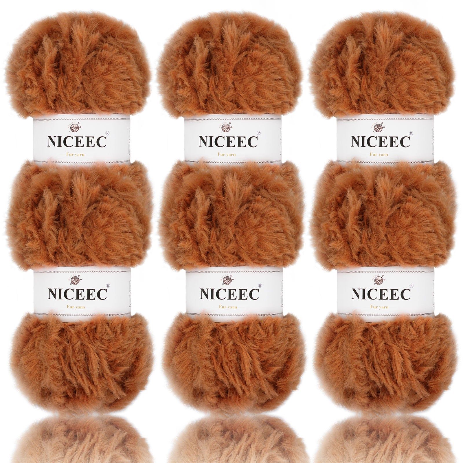 NICEEC 2 Skeins Super Soft Fur Yarn Chunky Fluffy Faux Fur Yarn Eyelash Yarn for Crochet Knit -Total Length 2×32m(2×35yds,50g×2)