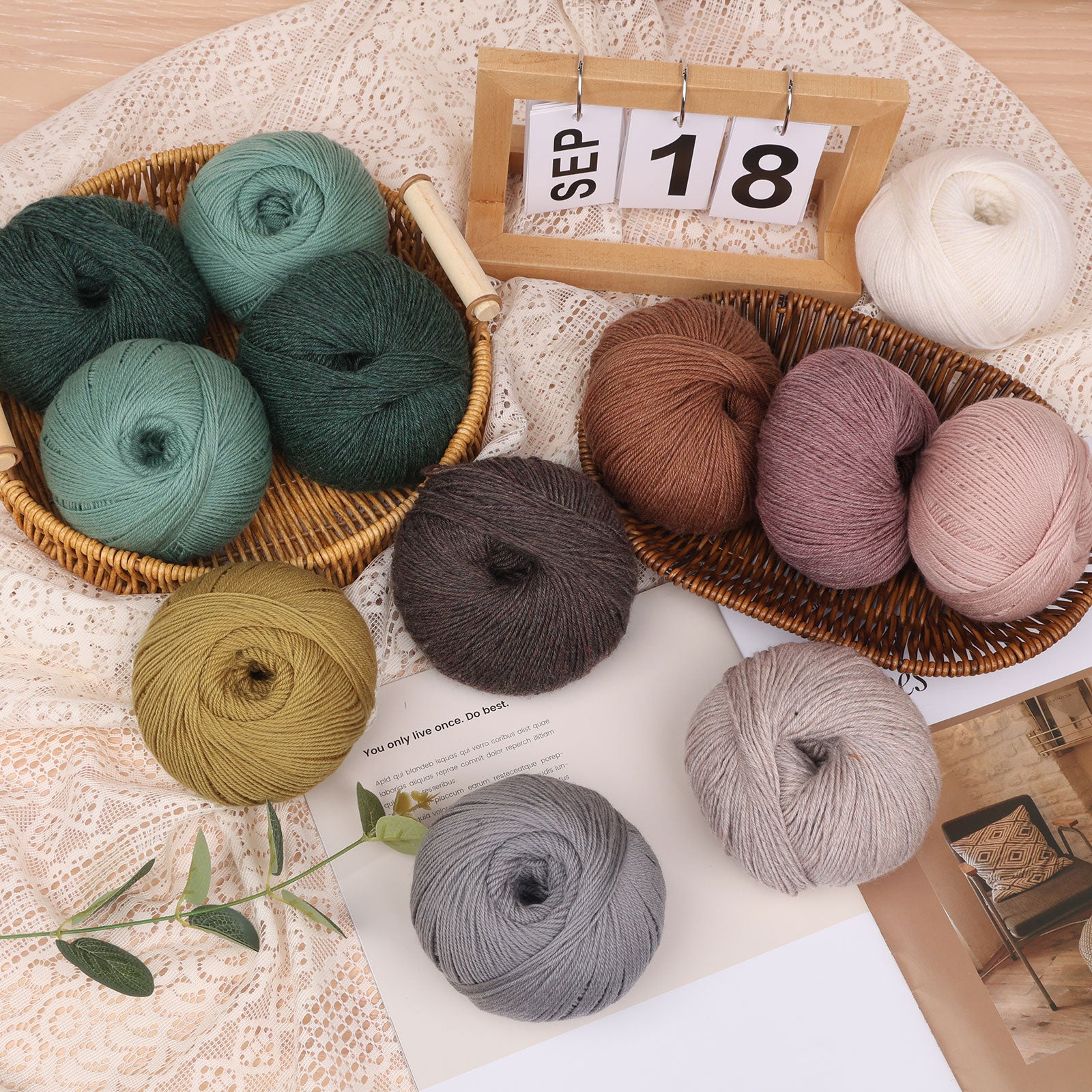 NICEEC 4 Skeins Soft Merino Wool Yarn - Soft & Warm, Finger Weight, Woolen Yarn for Crochet & Knitting