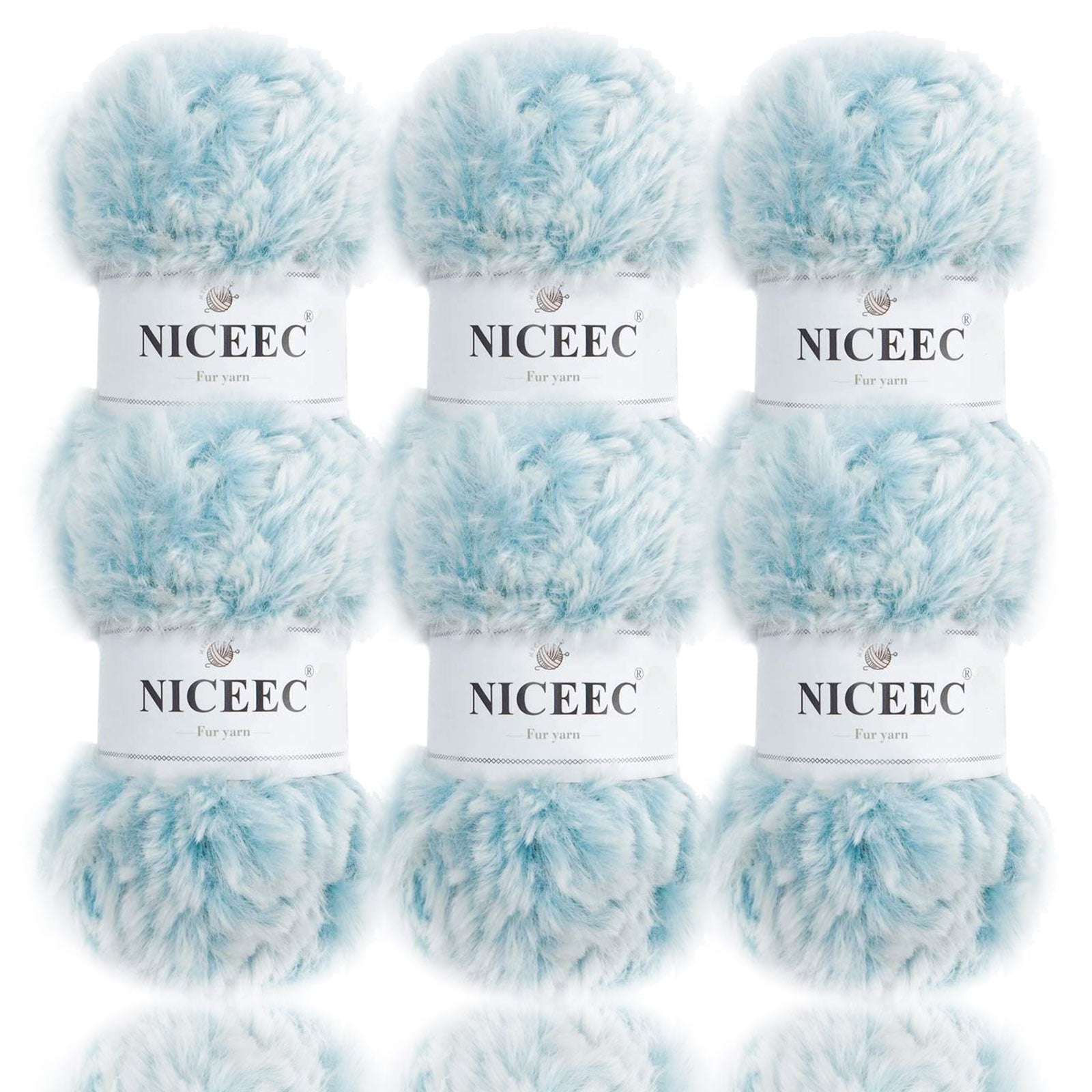 NICEEC 2 Skeins Super Soft Fur Yarn Chunky Fluffy Faux Fur Yarn Eyelash Yarn for Crochet Knit -Total Length 2×32m(2×35yds,50g×2)