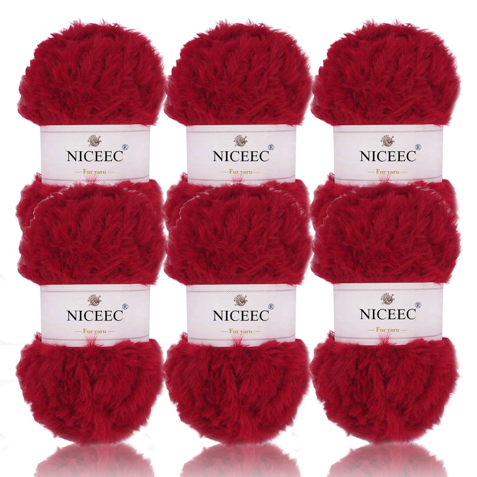 NICEEC 2 Skeins Super Soft Fur Yarn Chunky Fluffy Faux Fur Yarn Eyelash Yarn for Crochet Knit -Total Length 2×32m(2×35yds,50g×2)