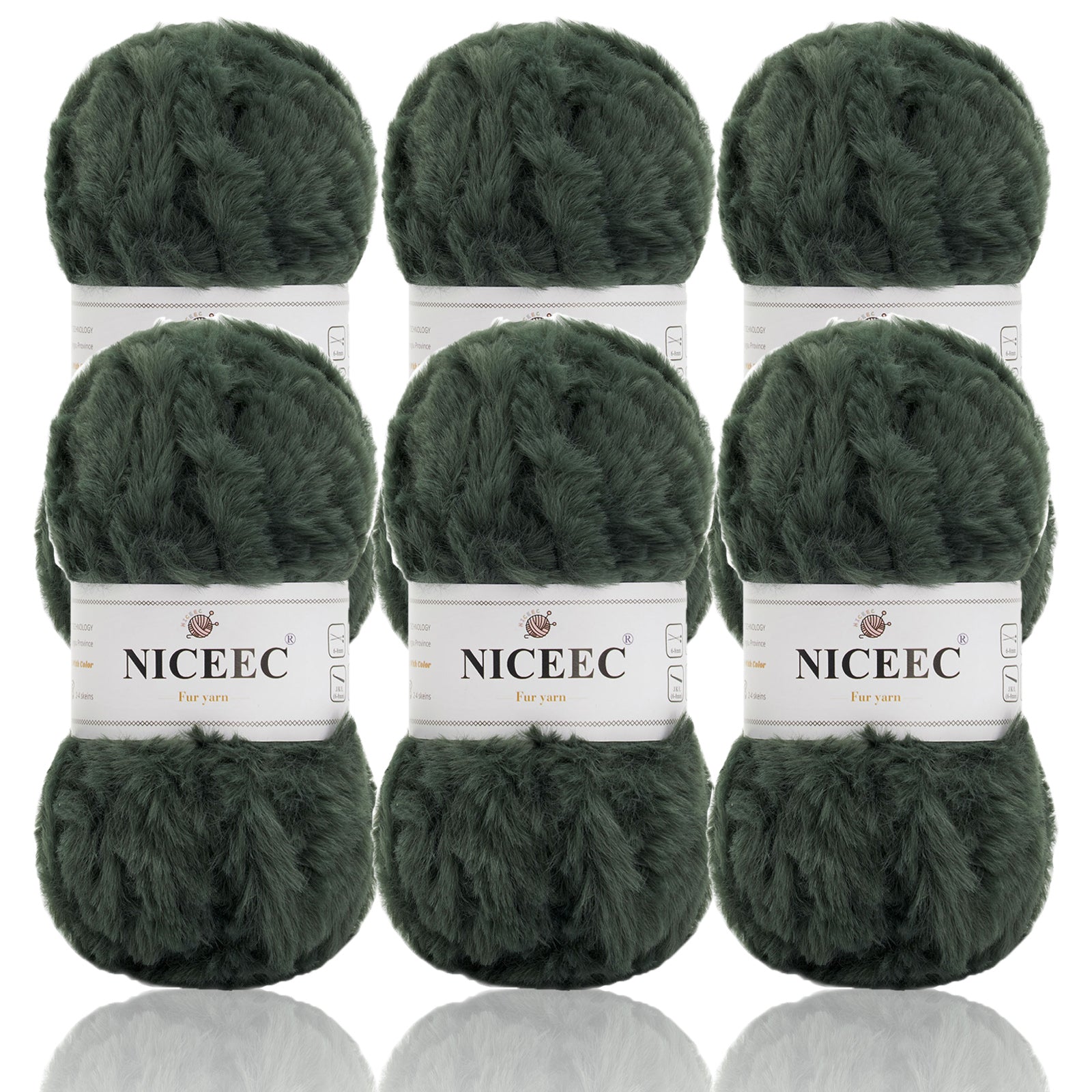 NICEEC 2 Skeins Super Soft Fur Yarn Chunky Fluffy Faux Fur Yarn Eyelash Yarn for Crochet Knit -Total Length 2×32m(2×35yds,50g×2)