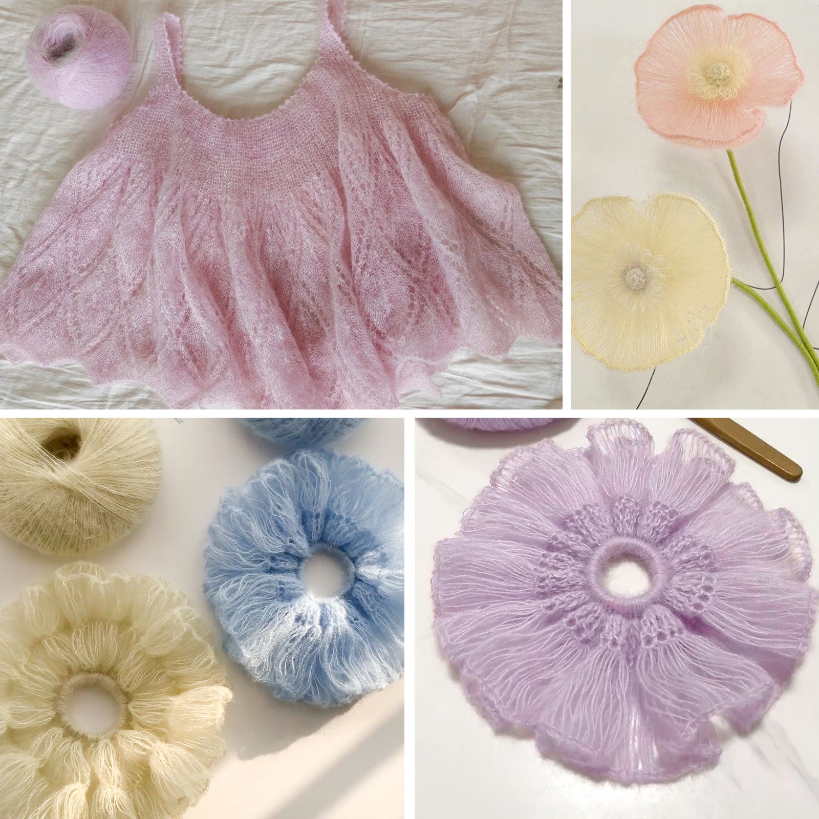 NICEEC 2 Skeins Soft Mohair Yarn, Fluffy & Fuzzy, Luxurious & Thin, Slik Wool Blend Yarn for Crochet & Knitting