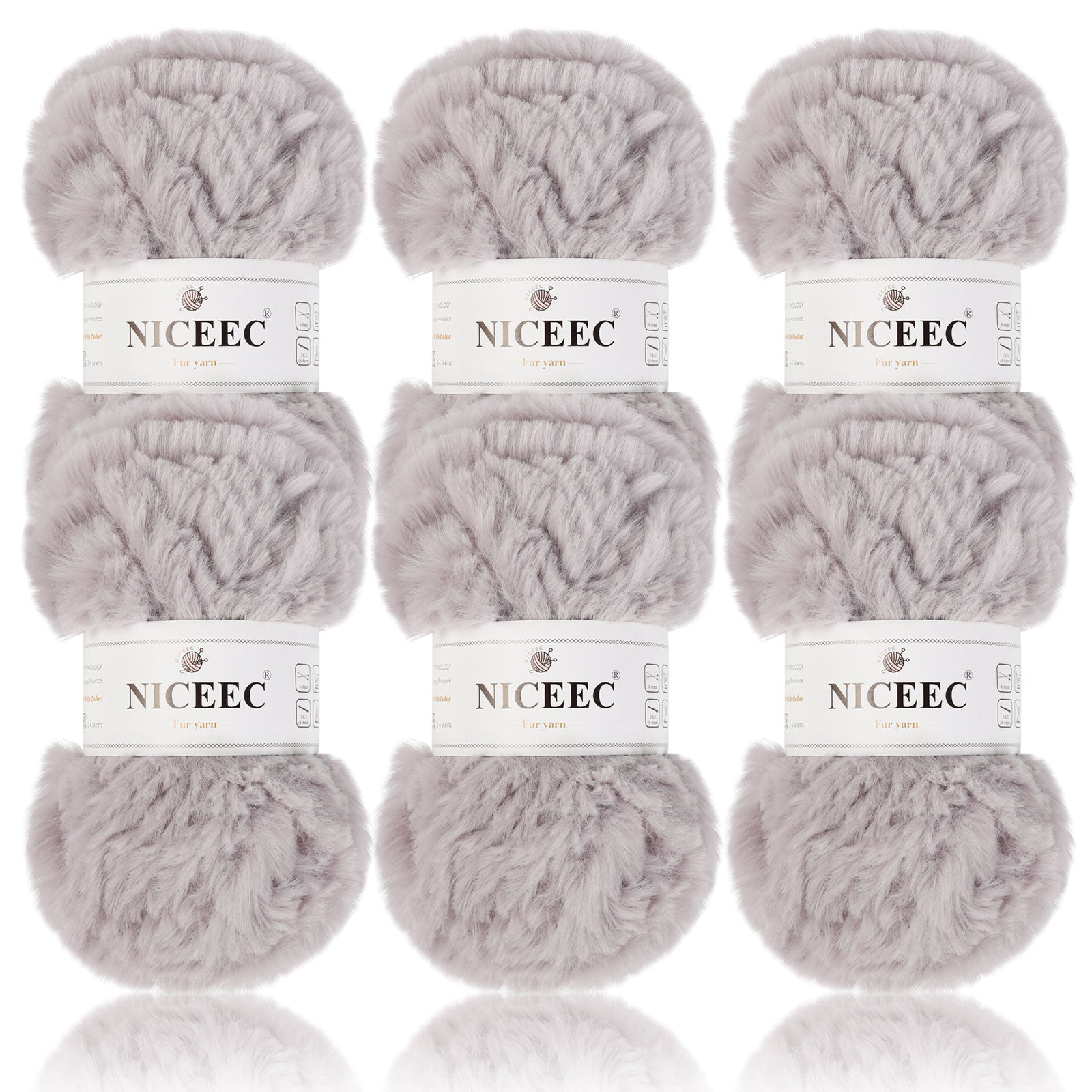 NICEEC 2 Skeins Super Soft Fur Yarn Chunky Fluffy Faux Fur Yarn Eyelash Yarn for Crochet Knit -Total Length 2×32m(2×35yds,50g×2)