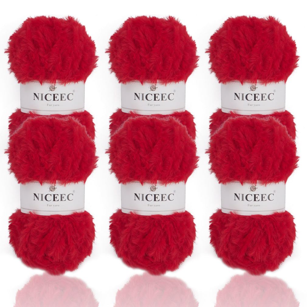 NICEEC 2 Skeins Super Soft Fur Yarn Chunky Fluffy Faux Fur Yarn Eyelash Yarn for Crochet Knit -Total Length 2×32m(2×35yds,50g×2)