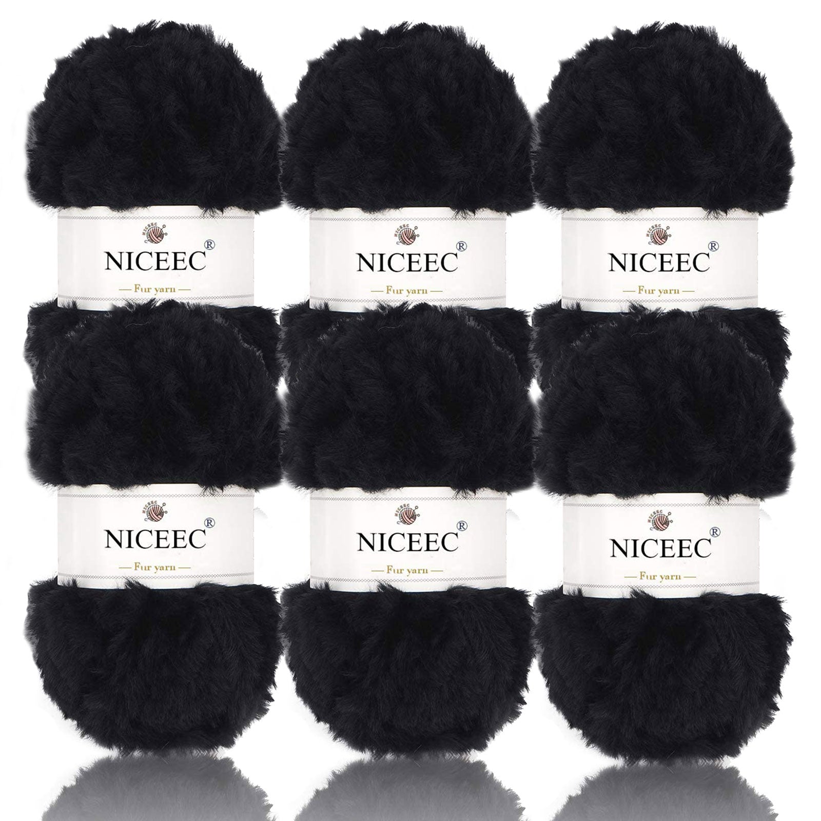 NICEEC 2 Skeins Super Soft Fur Yarn Chunky Fluffy Faux Fur Yarn Eyelash Yarn for Crochet Knit -Total Length 2×32m(2×35yds,50g×2)
