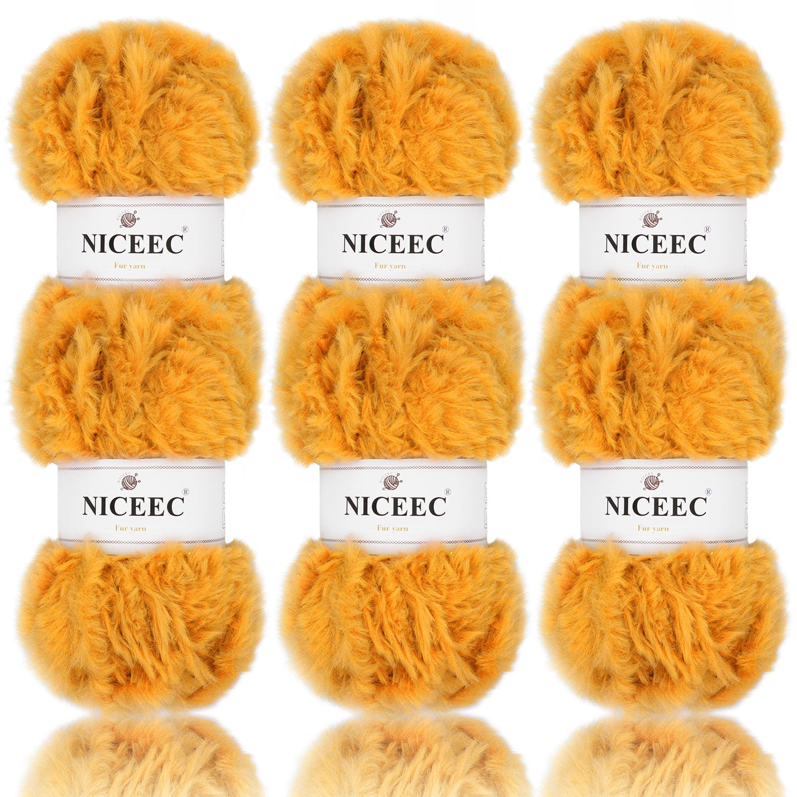 NICEEC 2 Skeins Super Soft Fur Yarn Chunky Fluffy Faux Fur Yarn Eyelash Yarn for Crochet Knit -Total Length 2×32m(2×35yds,50g×2)