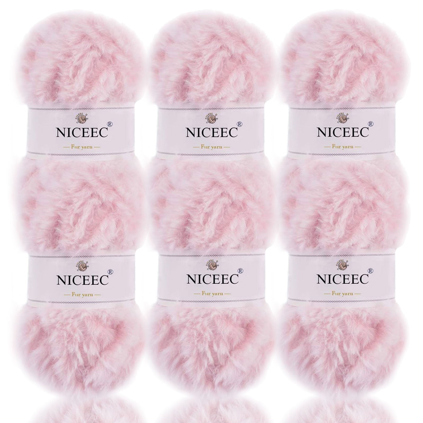 NICEEC 2 Skeins Super Soft Fur Yarn Chunky Fluffy Faux Fur Yarn Eyelash Yarn for Crochet Knit -Total Length 2×32m(2×35yds,50g×2)