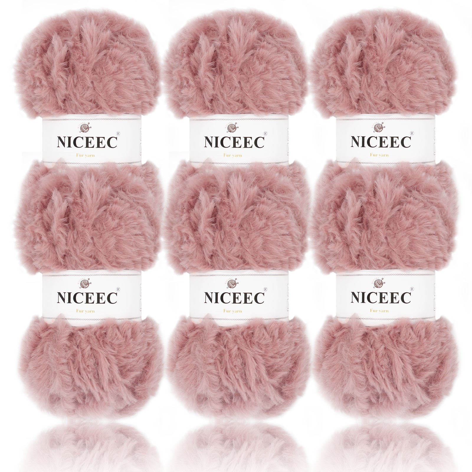 NICEEC 2 Skeins Super Soft Fur Yarn Chunky Fluffy Faux Fur Yarn Eyelash Yarn for Crochet Knit -Total Length 2×32m(2×35yds,50g×2)