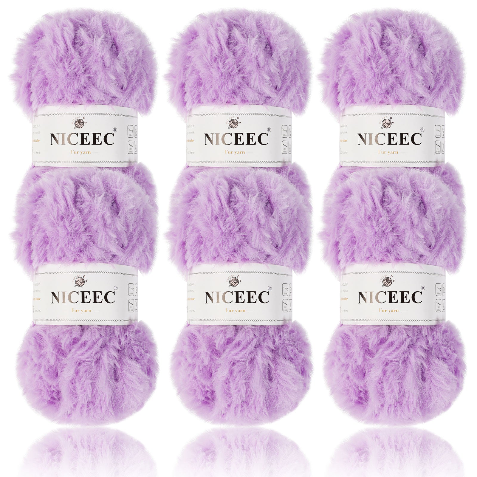 NICEEC 2 Skeins Super Soft Fur Yarn Chunky Fluffy Faux Fur Yarn Eyelash Yarn for Crochet Knit -Total Length 2×32m(2×35yds,50g×2)