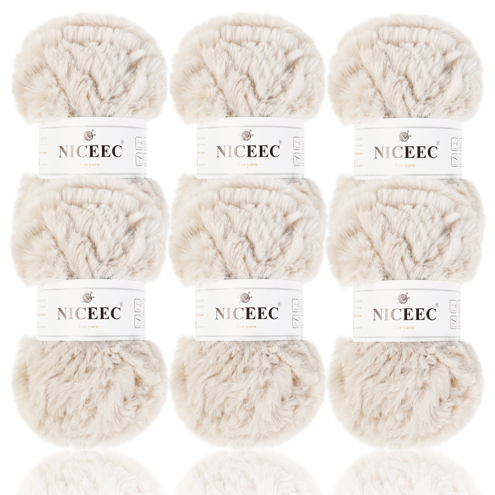 NICEEC 2 Skeins Super Soft Fur Yarn Chunky Fluffy Faux Fur Yarn Eyelash Yarn for Crochet Knit -Total Length 2×32m(2×35yds,50g×2)