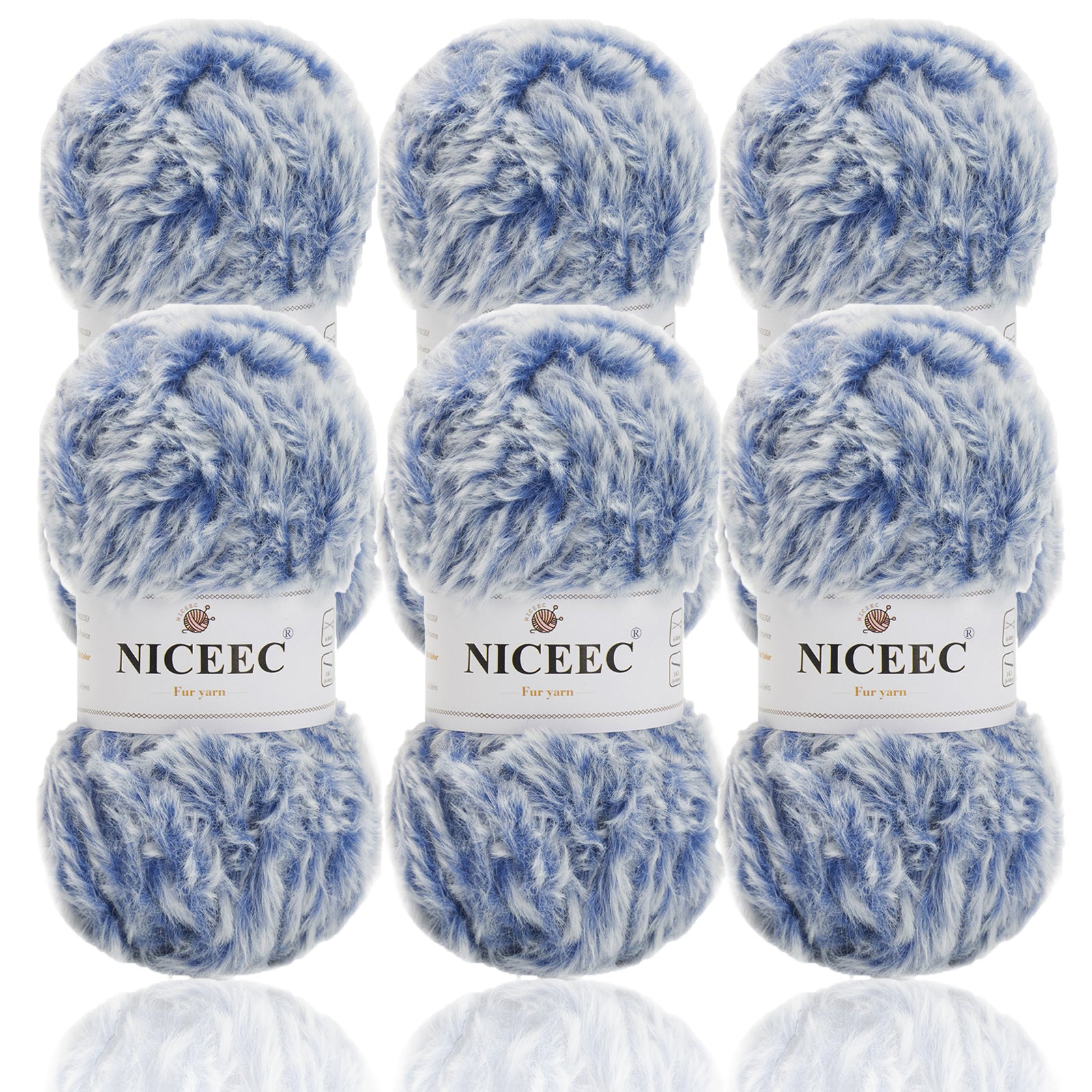 NICEEC 2 Skeins Super Soft Fur Yarn Chunky Fluffy Faux Fur Yarn Eyelash Yarn for Crochet Knit -Total Length 2×32m(2×35yds,50g×2)