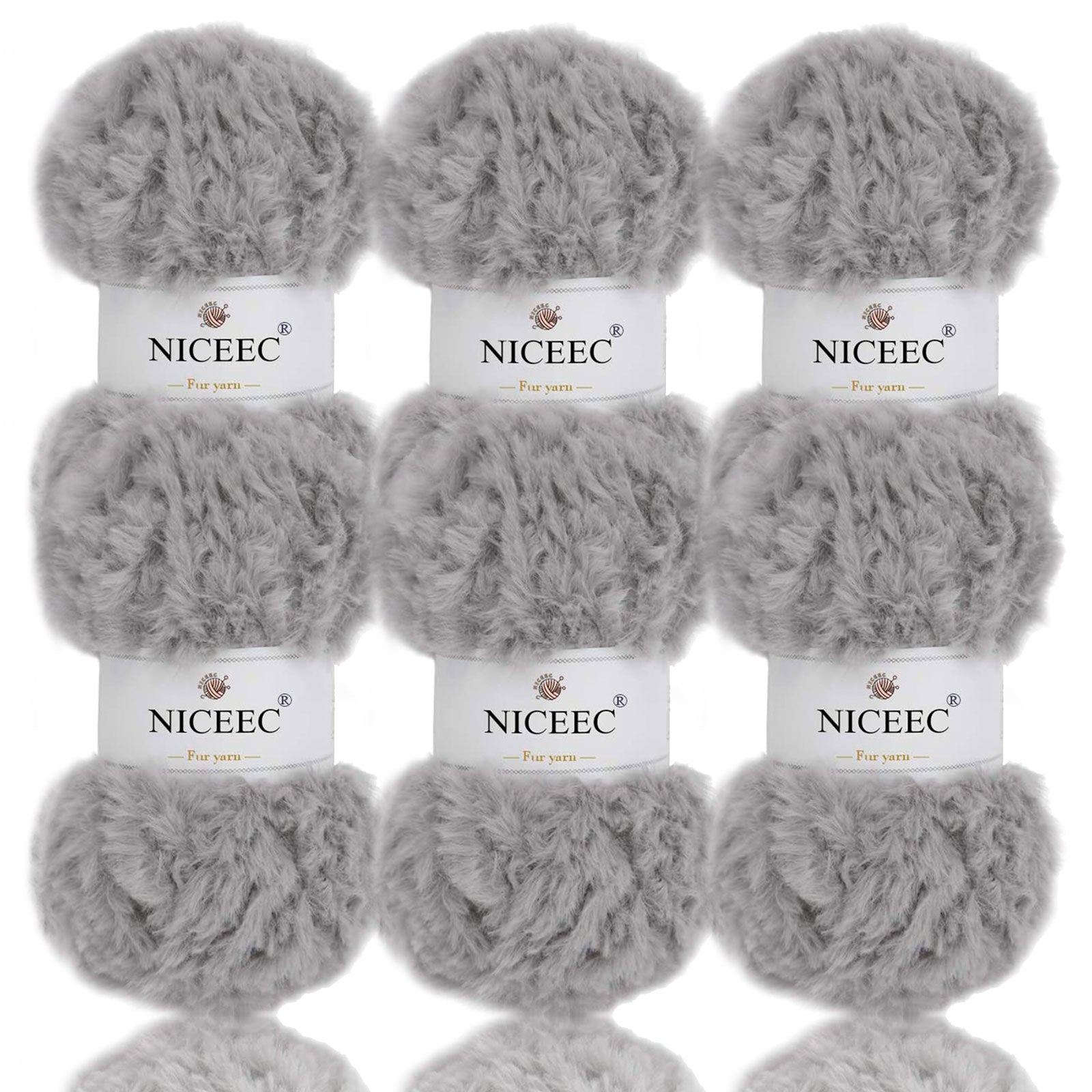 NICEEC 2 Skeins Super Soft Fur Yarn Chunky Fluffy Faux Fur Yarn Eyelash Yarn for Crochet Knit -Total Length 2×32m(2×35yds,50g×2)