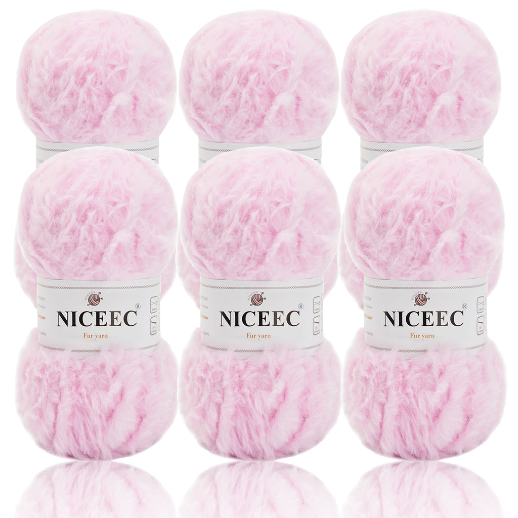 NICEEC 2 Skeins Super Soft Fur Yarn Chunky Fluffy Faux Fur Yarn Eyelash Yarn for Crochet Knit -Total Length 2×32m(2×35yds,50g×2)