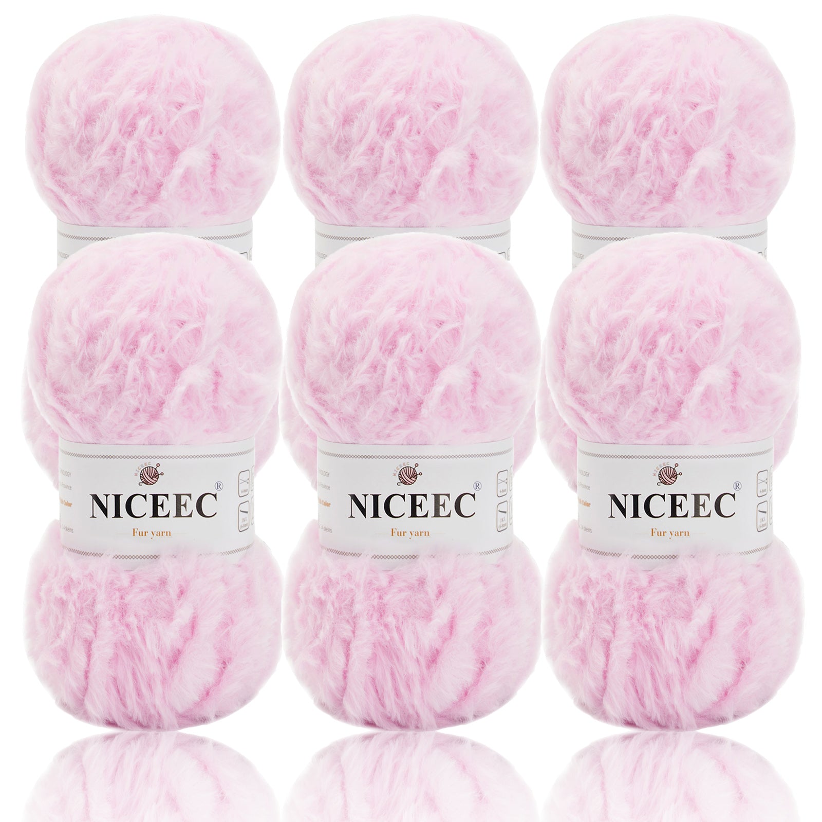 NICEEC 2 Skeins Super Soft Fur Yarn Chunky Fluffy Faux Fur Yarn Eyelash Yarn for Crochet Knit -Total Length 2×32m(2×35yds,50g×2)