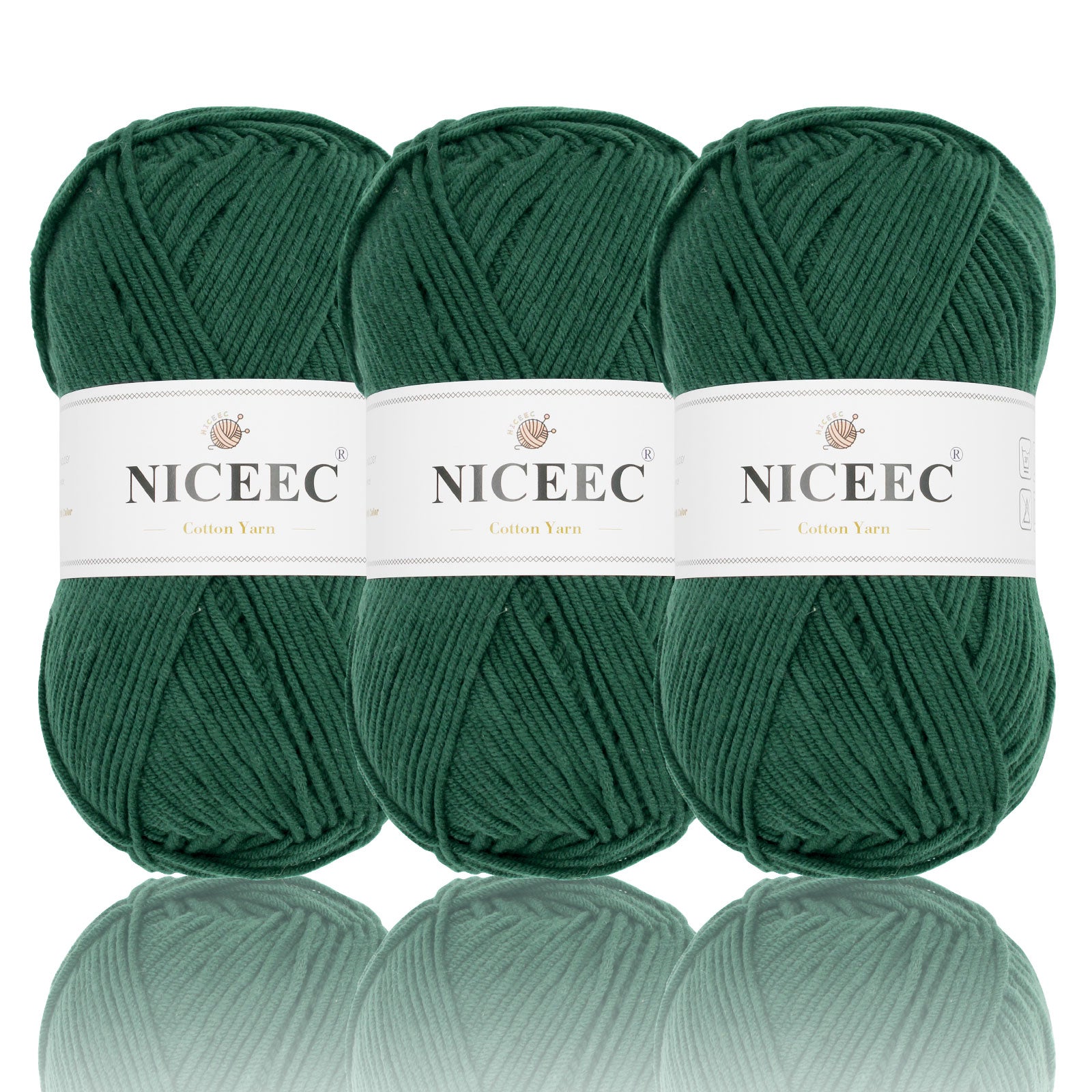 NICEEC 3 Skeins Soft Cotton Yarn 5ply Baby Cotton Yarn for Knitting Crochet Baby Weight Yarn Cotton Blend Yarn Total Length 3×220m(3×240 yds,100g×3)