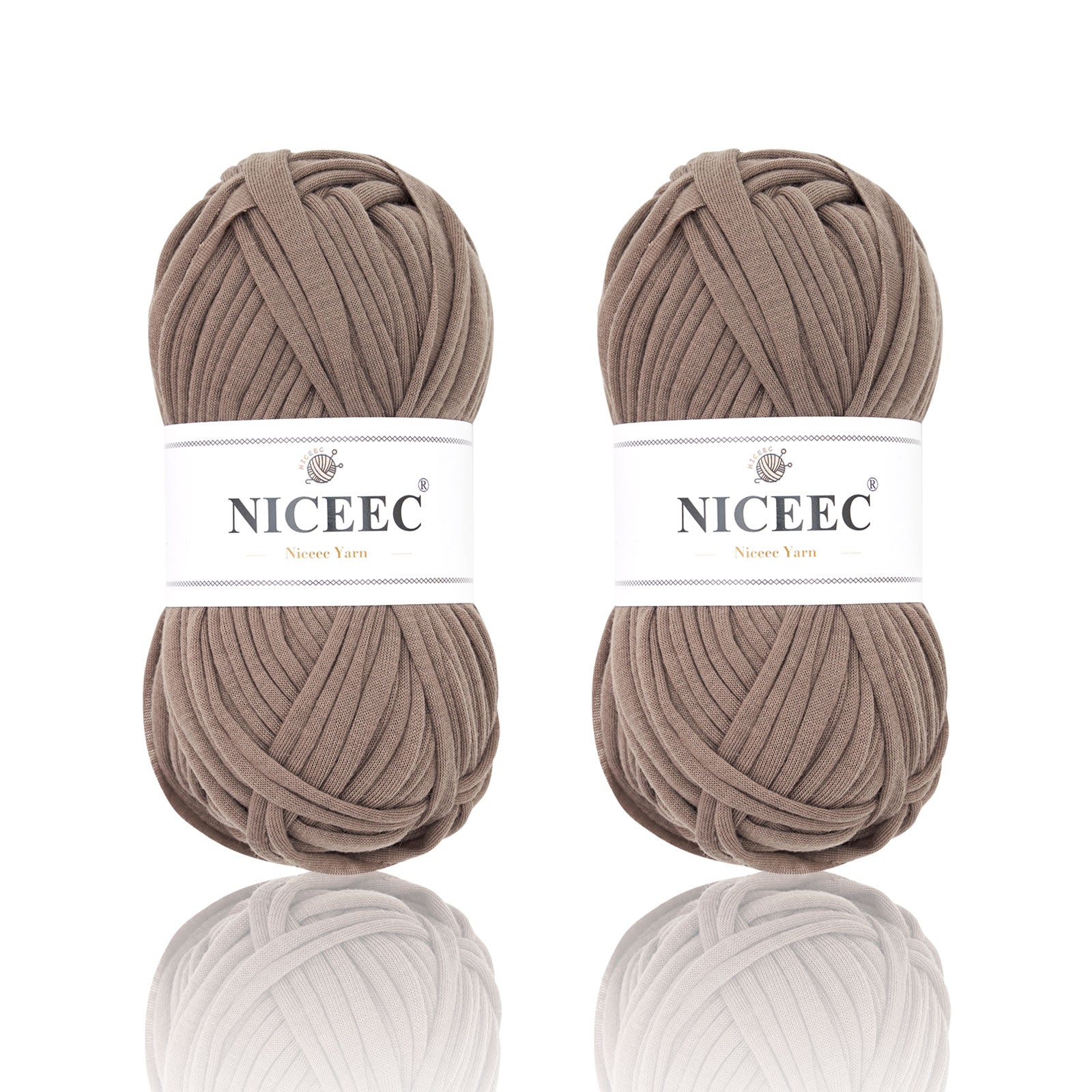 NICEEC 2 Skeins Soft T-Shirt Yarn for Crochet & Knitting -Easy Crocehted Solid Color Fabric Cloth Yarn for Handmade DIY Crafts - Bag, Basket, Cushion