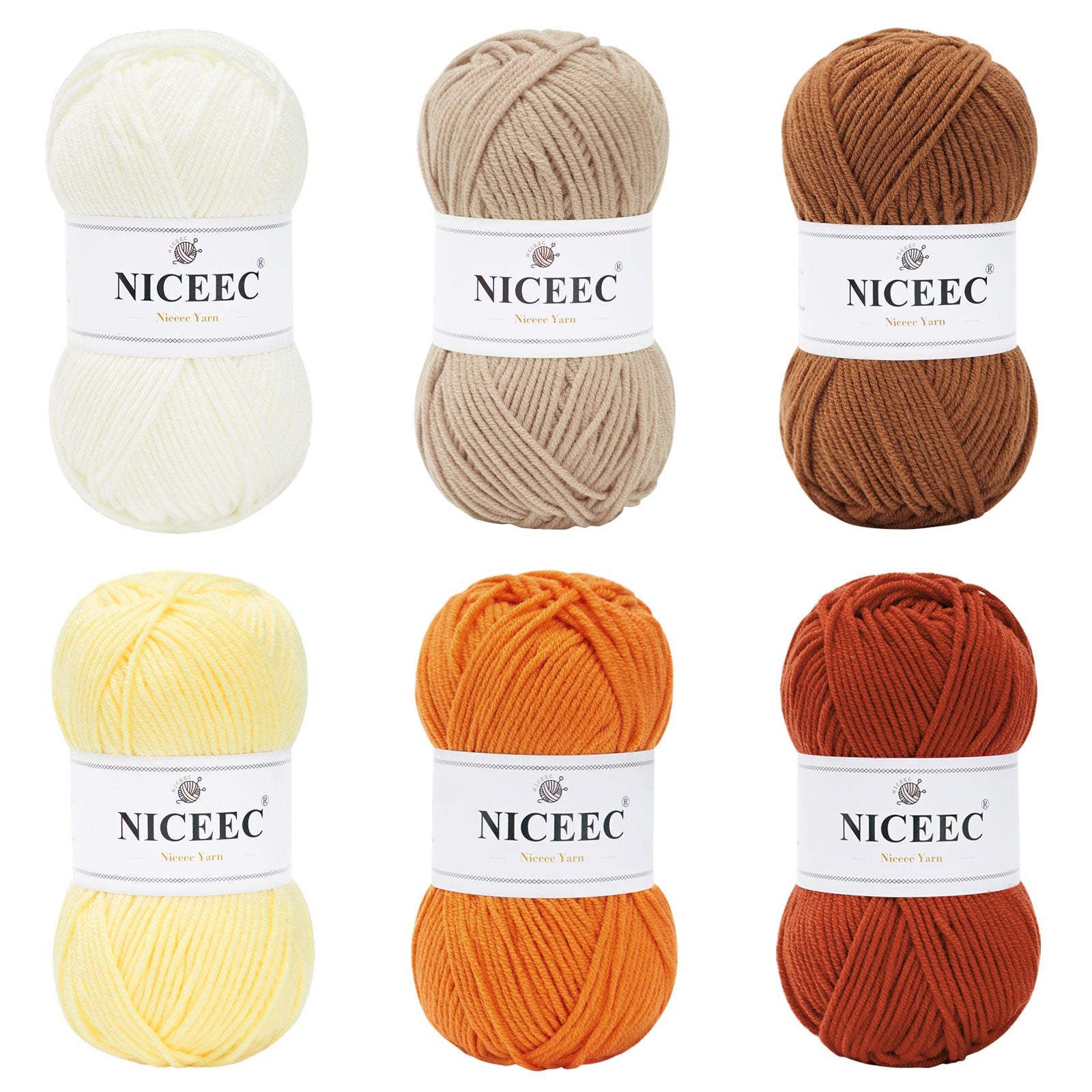 NICEEC 300g Soft Assorted Colors Yarn - Sport Weight,100% Acrylic, 4 Ply, Bonbons Yarn for Crochet & Knit, DIY Project Starter Kit for Kids or Adults(Total 870yds)