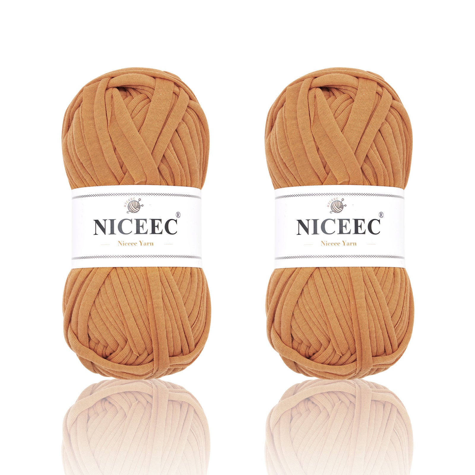 NICEEC 2 Skeins Soft T-Shirt Yarn for Crochet & Knitting -Easy Crocehted Solid Color Fabric Cloth Yarn for Handmade DIY Crafts - Bag, Basket, Cushion