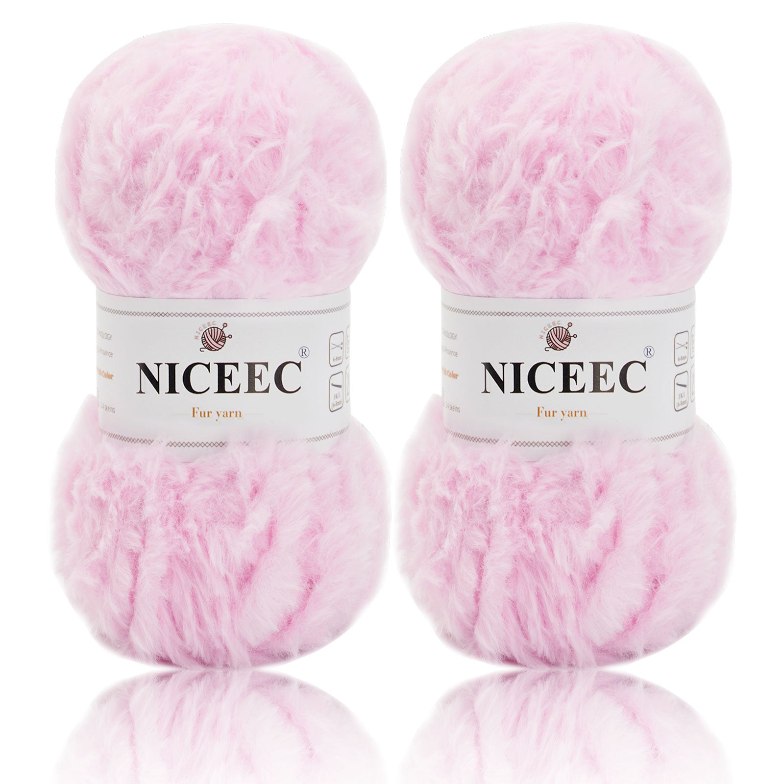 NICEEC 2 Skeins Super Soft Fur Yarn Chunky Fluffy Faux Fur Yarn Eyelash Yarn for Crochet Knit -Total Length 2×32m(2×35yds,50g×2)