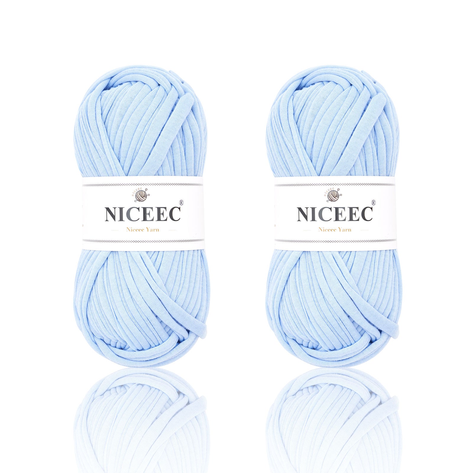 NICEEC 2 Skeins Soft T-Shirt Yarn for Crochet & Knitting -Easy Crocehted Solid Color Fabric Cloth Yarn for Handmade DIY Crafts - Bag, Basket, Cushion