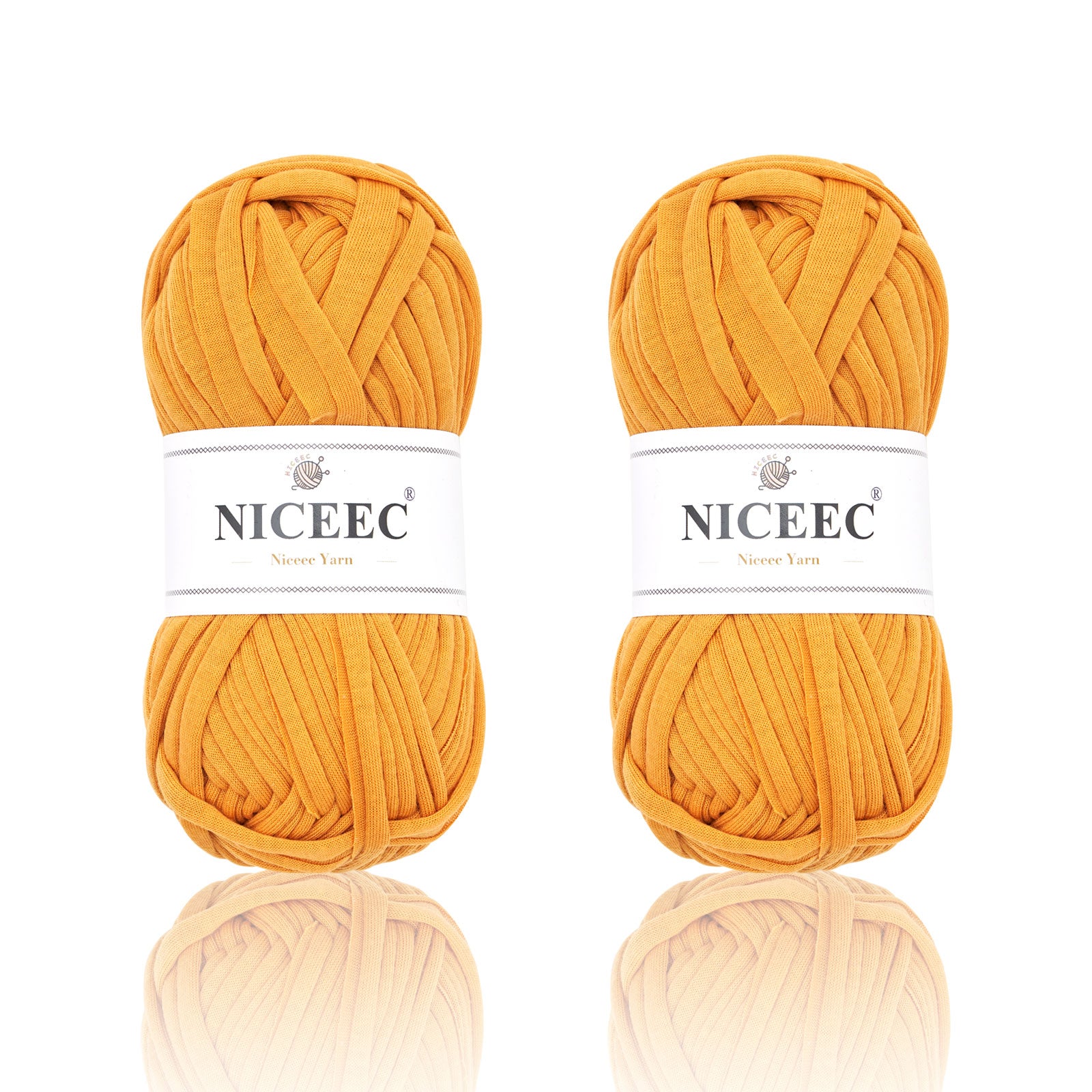 NICEEC 2 Skeins Soft T-Shirt Yarn for Crochet & Knitting -Easy Crocehted Solid Color Fabric Cloth Yarn for Handmade DIY Crafts - Bag, Basket, Cushion