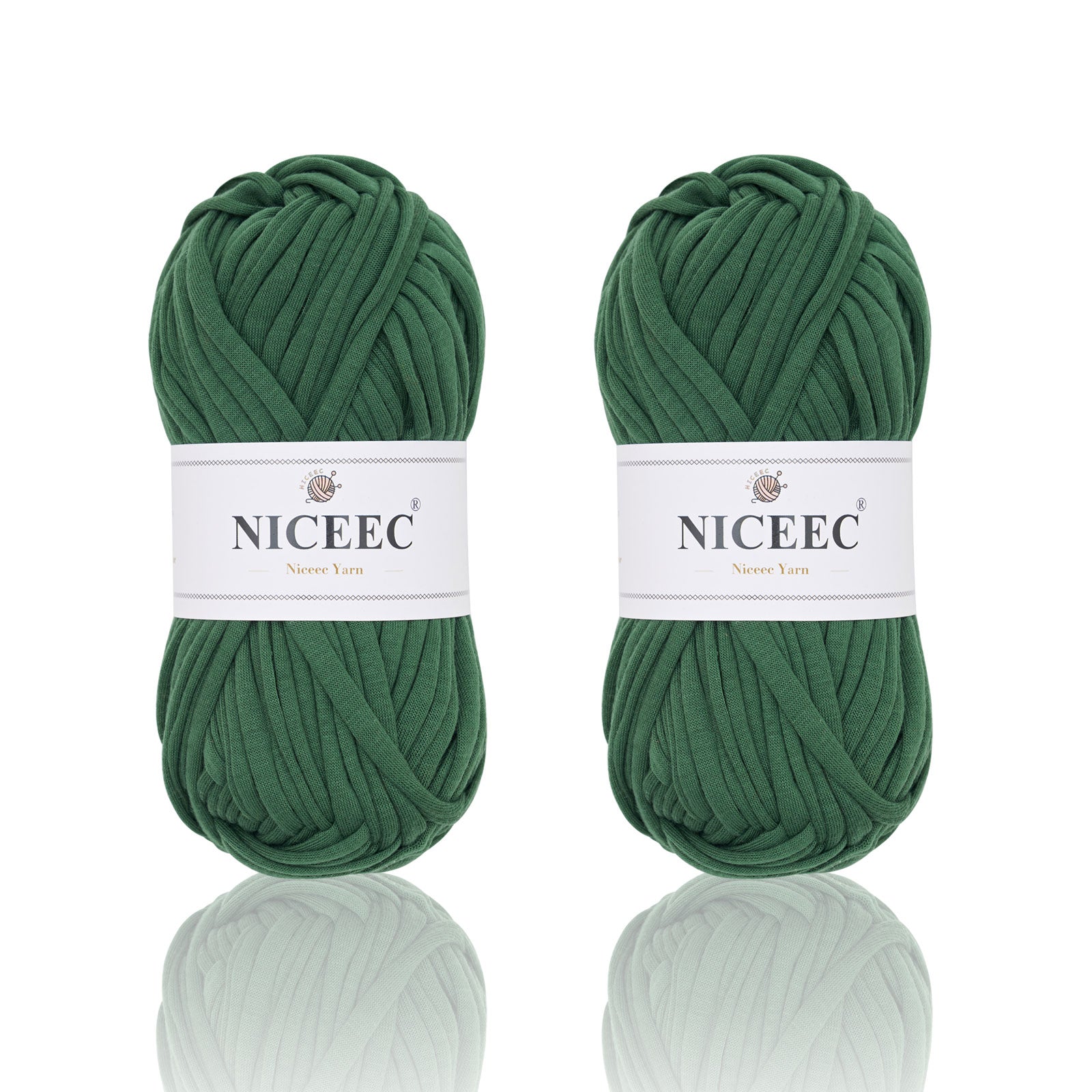 NICEEC 2 Skeins Soft T-Shirt Yarn for Crochet & Knitting -Easy Crocehted Solid Color Fabric Cloth Yarn for Handmade DIY Crafts - Bag, Basket, Cushion