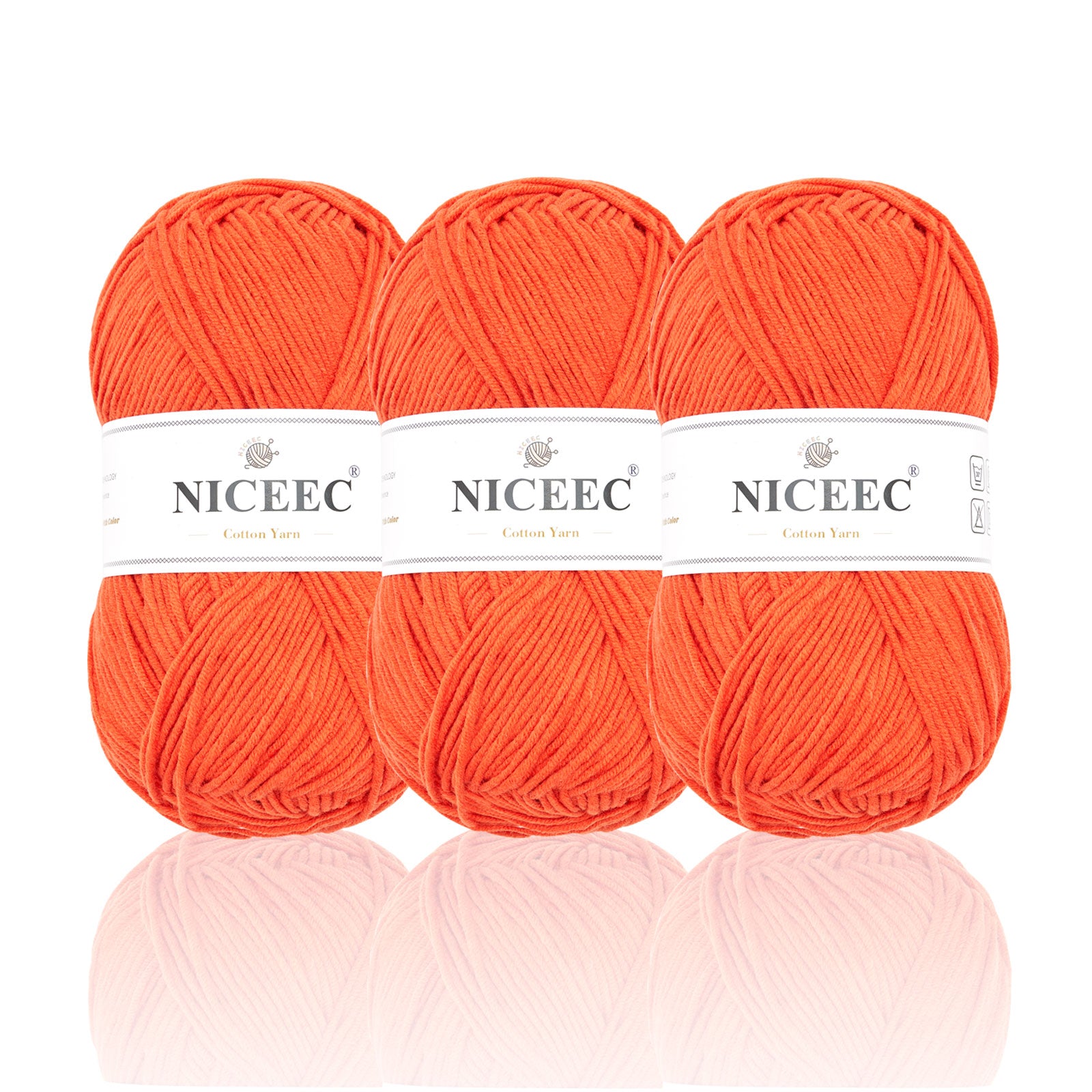 NICEEC 3 Skeins Soft Cotton Yarn 5ply Baby Cotton Yarn for Knitting Crochet Baby Weight Yarn Cotton Blend Yarn Total Length 3×220m(3×240 yds,100g×3)