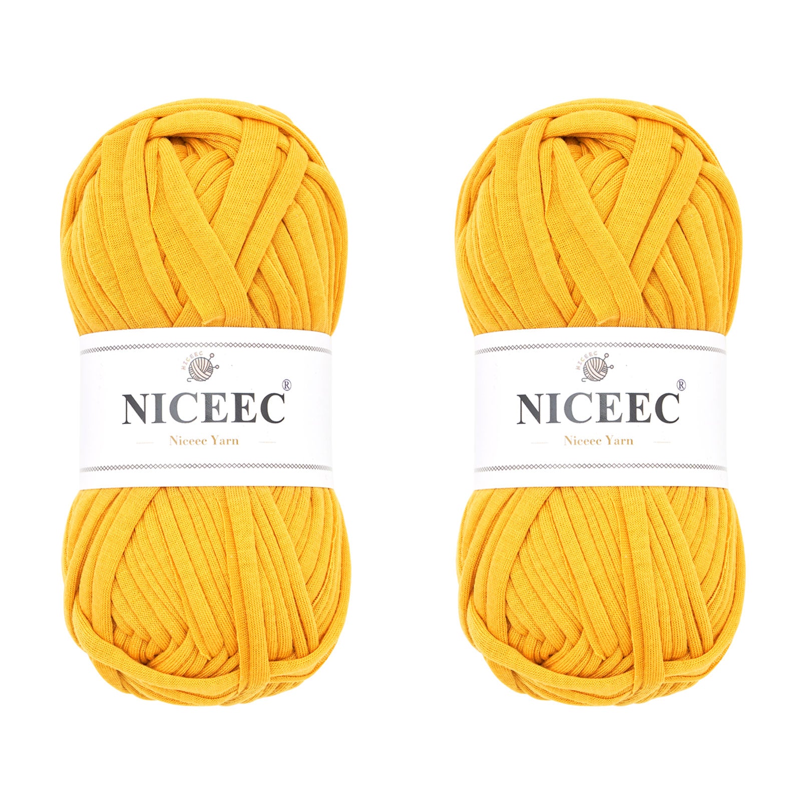 NICEEC 2 Skeins Soft T-Shirt Yarn for Crochet & Knitting -Easy Crocehted Solid Color Fabric Cloth Yarn for Handmade DIY Crafts - Bag, Basket, Cushion
