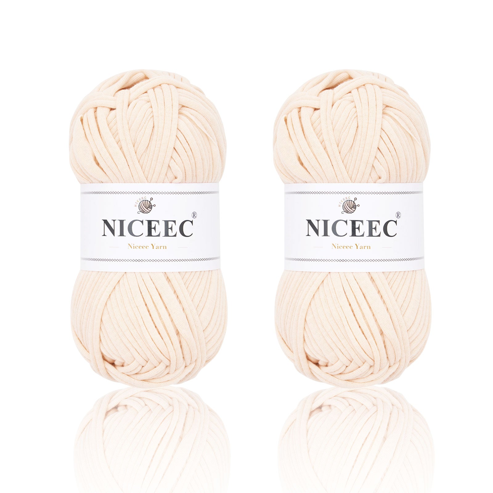NICEEC 2 Skeins Soft T-Shirt Yarn for Crochet & Knitting -Easy Crocehted Solid Color Fabric Cloth Yarn for Handmade DIY Crafts - Bag, Basket, Cushion