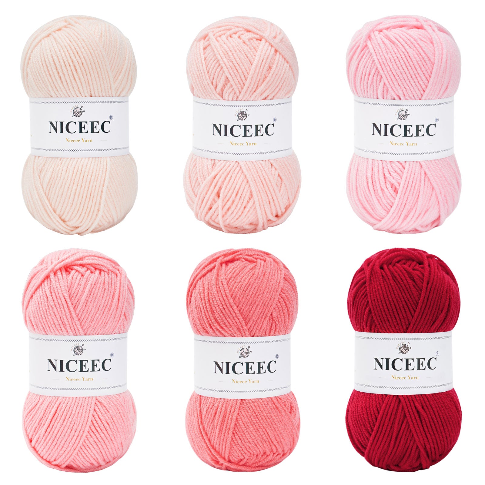 NICEEC 300g Soft Assorted Colors Yarn - Sport Weight,100% Acrylic, 4 Ply, Bonbons Yarn for Crochet & Knit, DIY Project Starter Kit for Kids or Adults(Total 870yds)