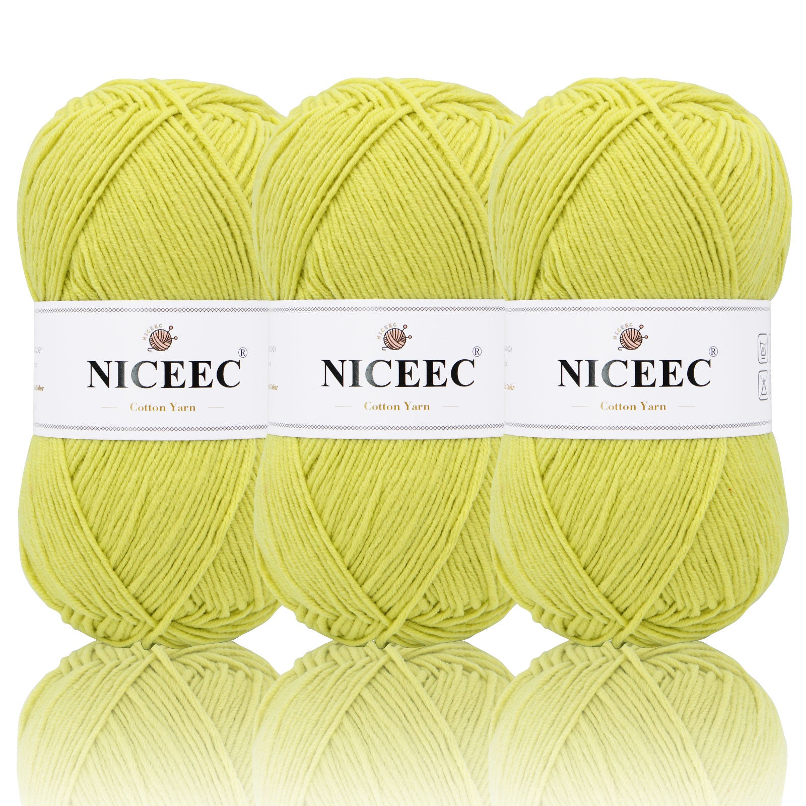 NICEEC 3 Skeins Soft Cotton Yarn 5ply Baby Cotton Yarn for Knitting Crochet Baby Weight Yarn Cotton Blend Yarn Total Length 3×220m(3×240 yds,100g×3)