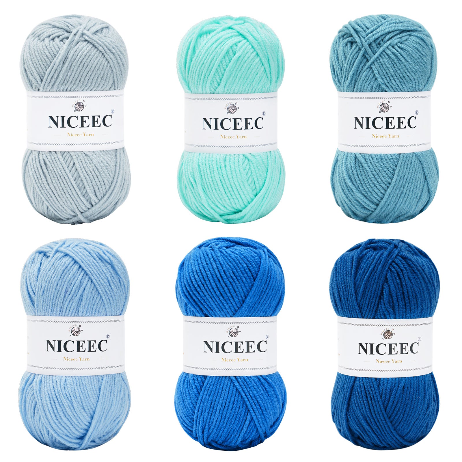 NICEEC 300g Soft Assorted Colors Yarn - Sport Weight,100% Acrylic, 4 Ply, Bonbons Yarn for Crochet & Knit, DIY Project Starter Kit for Kids or Adults(Total 870yds)