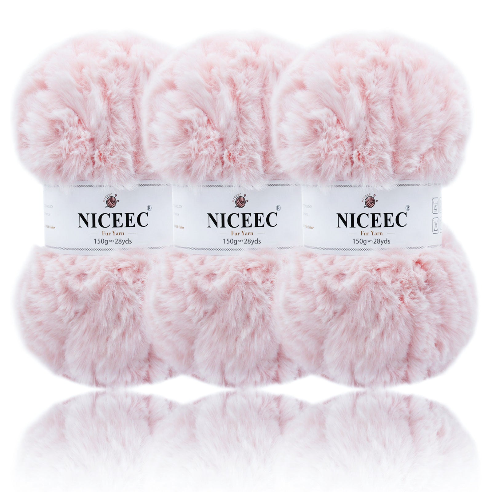 NICEEC 3 Skeins Chunky Fur Yarn - Super Soft Faux Fur, Fluffy & Fuzzy, Eyelash Yarn for Crochet & Knitting (84yds/15.9oz)
