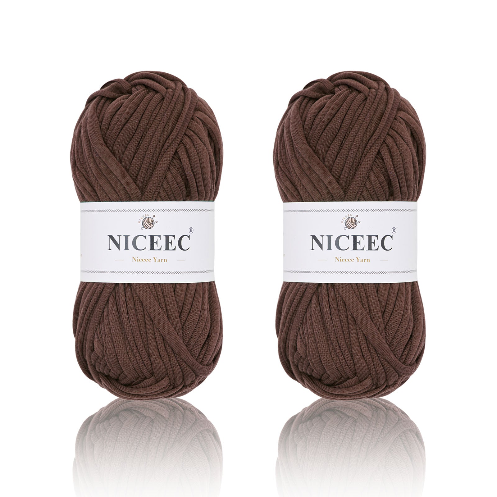NICEEC 2 Skeins Soft T-Shirt Yarn for Crochet & Knitting -Easy Crocehted Solid Color Fabric Cloth Yarn for Handmade DIY Crafts - Bag, Basket, Cushion