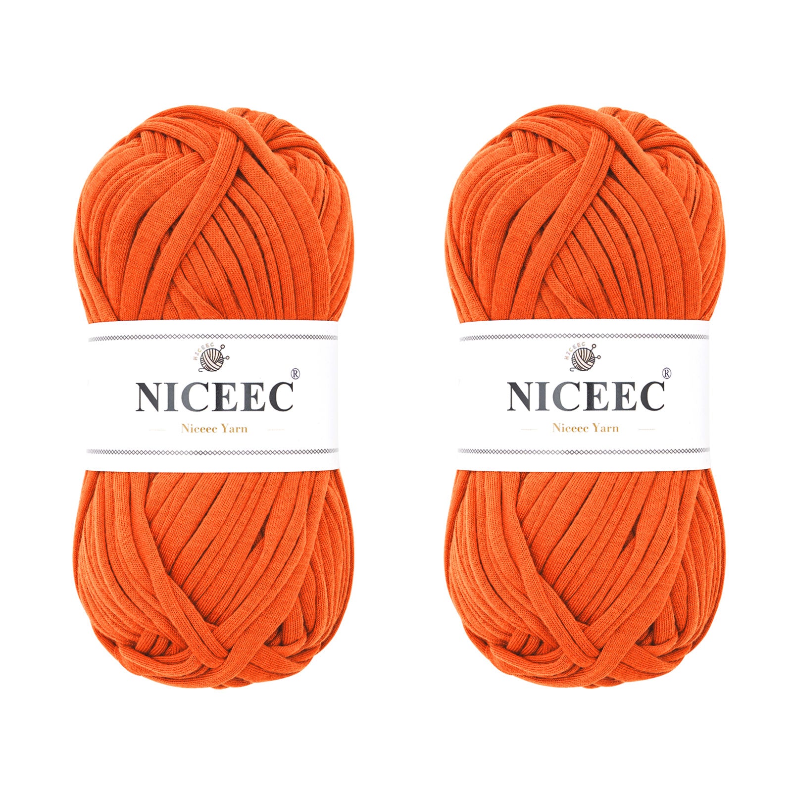NICEEC 2 Skeins Soft T-Shirt Yarn for Crochet & Knitting -Easy Crocehted Solid Color Fabric Cloth Yarn for Handmade DIY Crafts - Bag, Basket, Cushion