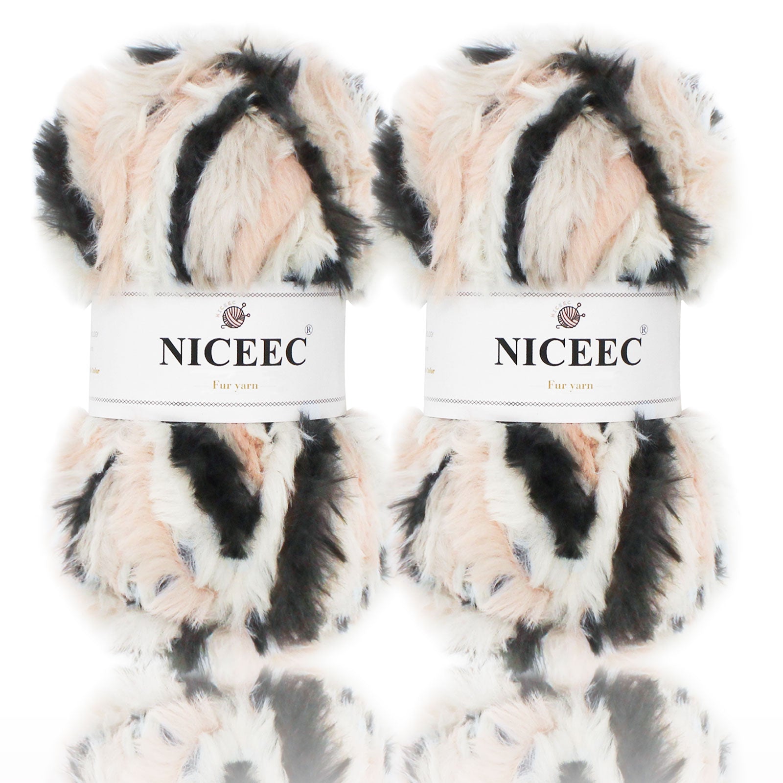 NICEEC 2 Skeins Super Soft Fur Yarn Chunky Fluffy Faux Fur Yarn Eyelash Yarn for Crochet Knit -Total Length 2×32m(2×35yds,50g×2)