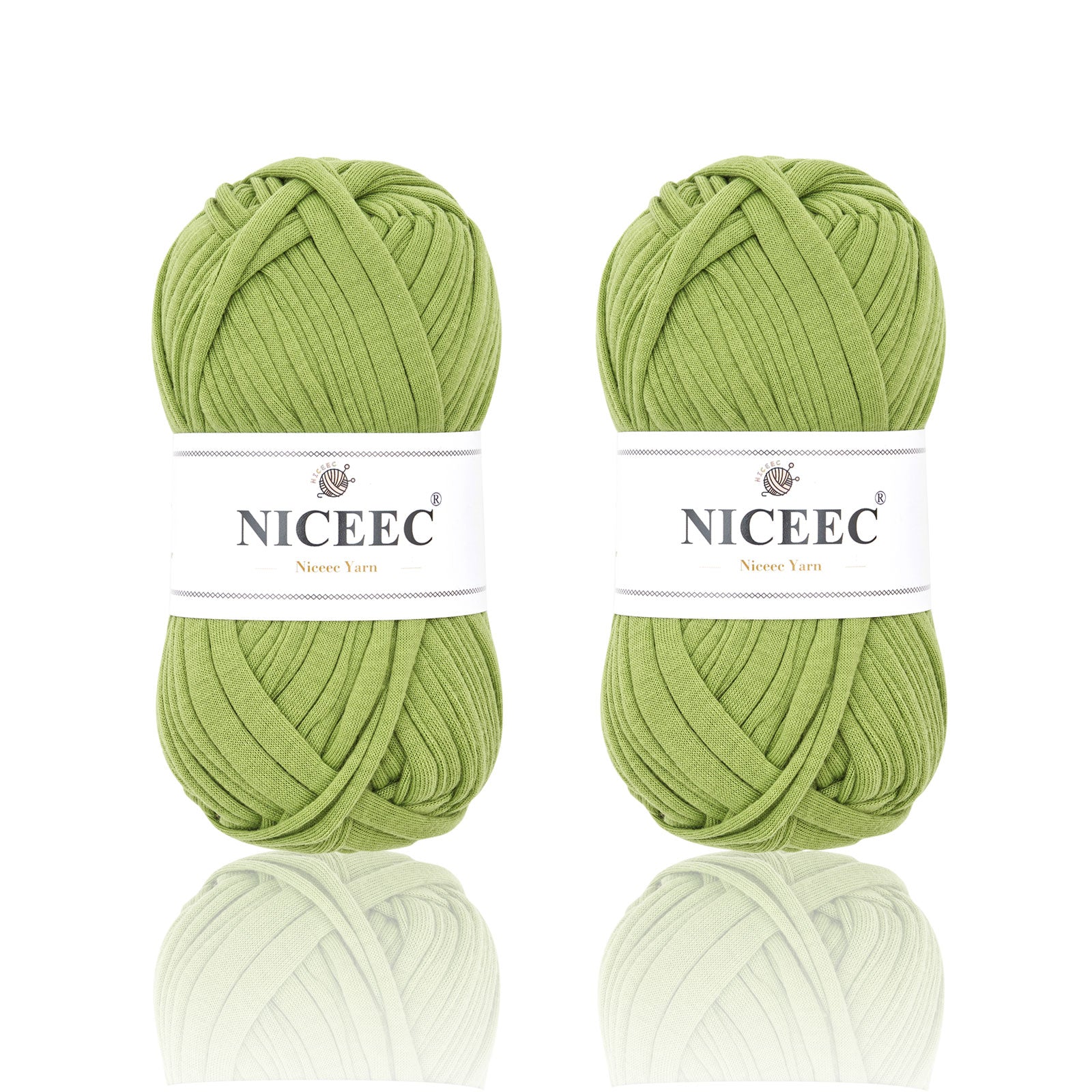 NICEEC 2 Skeins Soft T-Shirt Yarn for Crochet & Knitting -Easy Crocehted Solid Color Fabric Cloth Yarn for Handmade DIY Crafts - Bag, Basket, Cushion