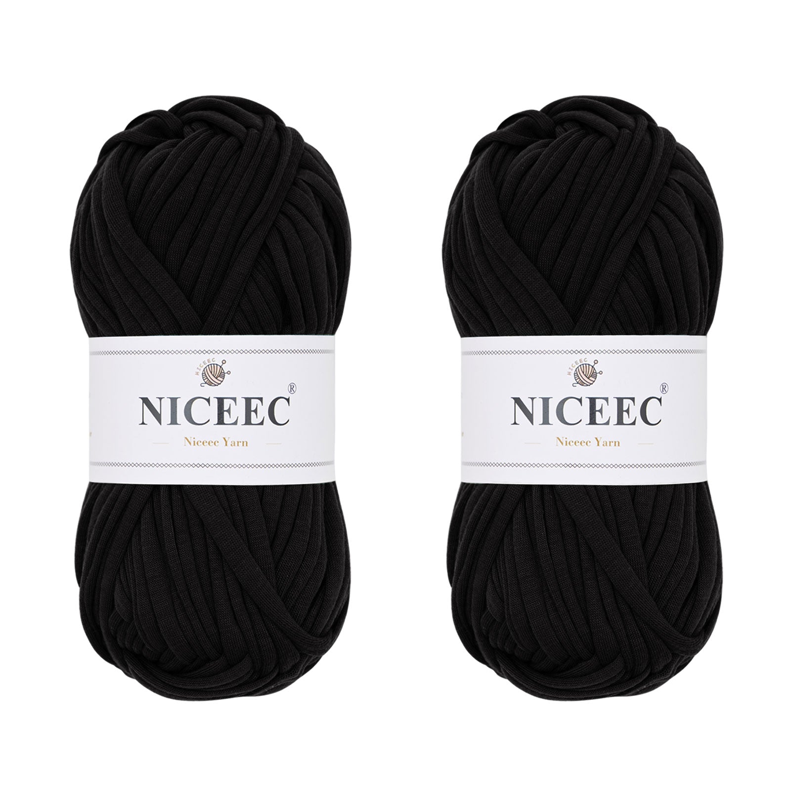 NICEEC 2 Skeins Soft T-Shirt Yarn for Crochet & Knitting -Easy Crocehted Solid Color Fabric Cloth Yarn for Handmade DIY Crafts - Bag, Basket, Cushion