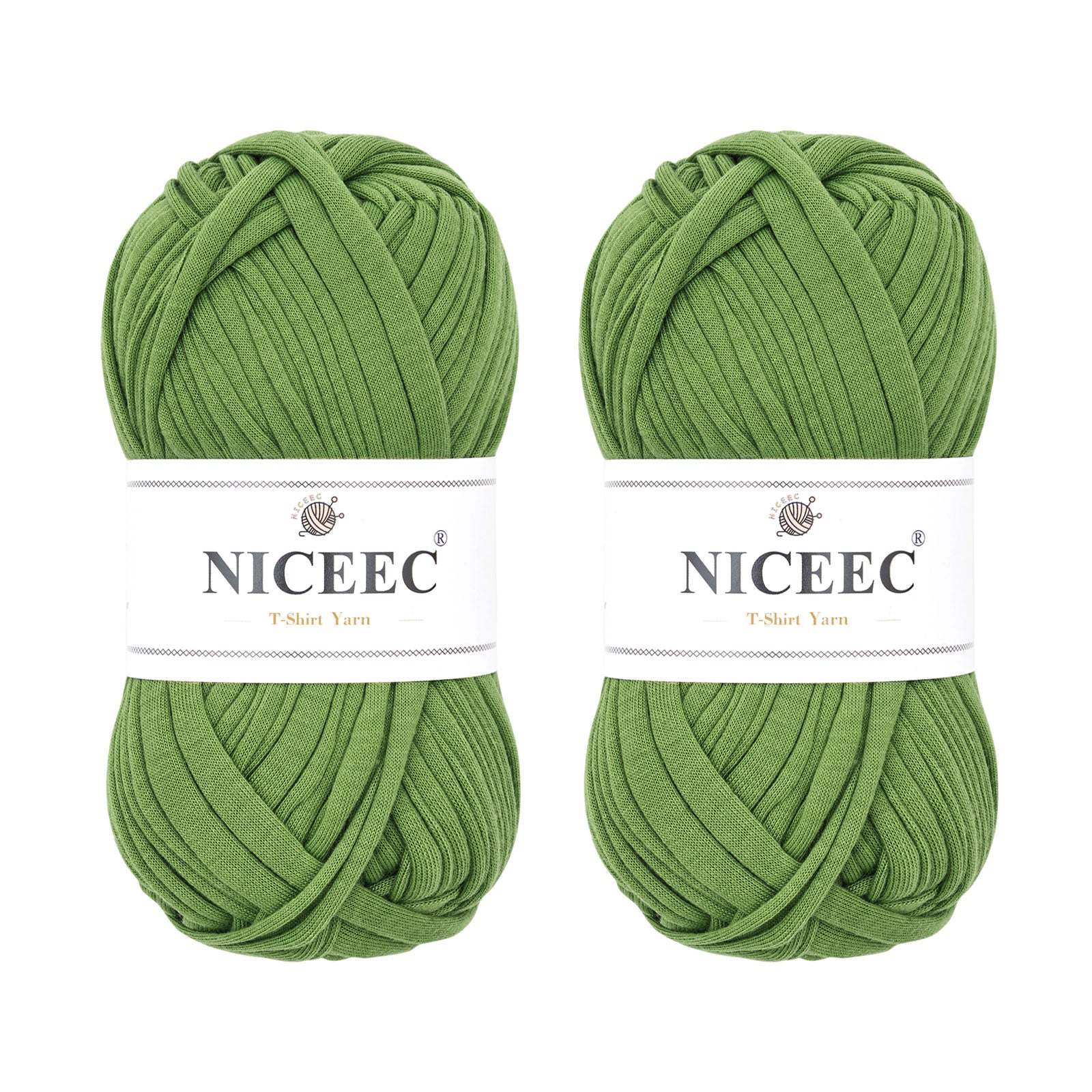 NICEEC 2 Skeins Soft T-Shirt Yarn for Crochet & Knitting -Easy Crocehted Solid Color Fabric Cloth Yarn for Handmade DIY Crafts - Bag, Basket, Cushion